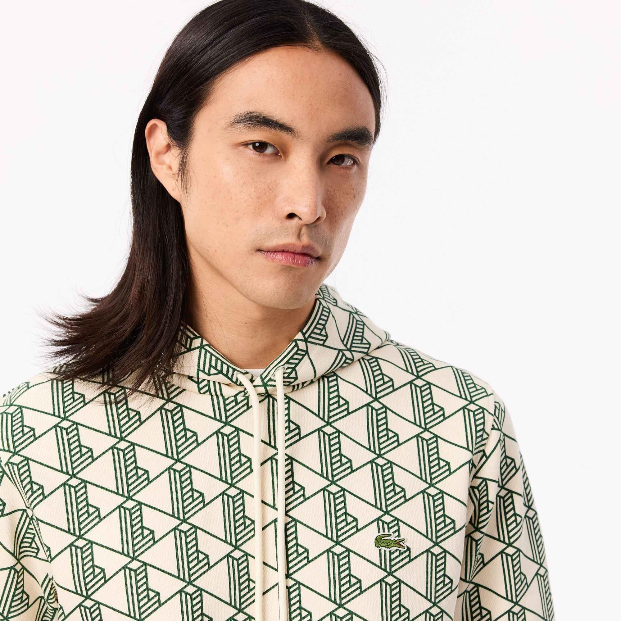 White PT2 - Lacoste - Men's All Print Monogram Over-the-Head Hoodie - 5