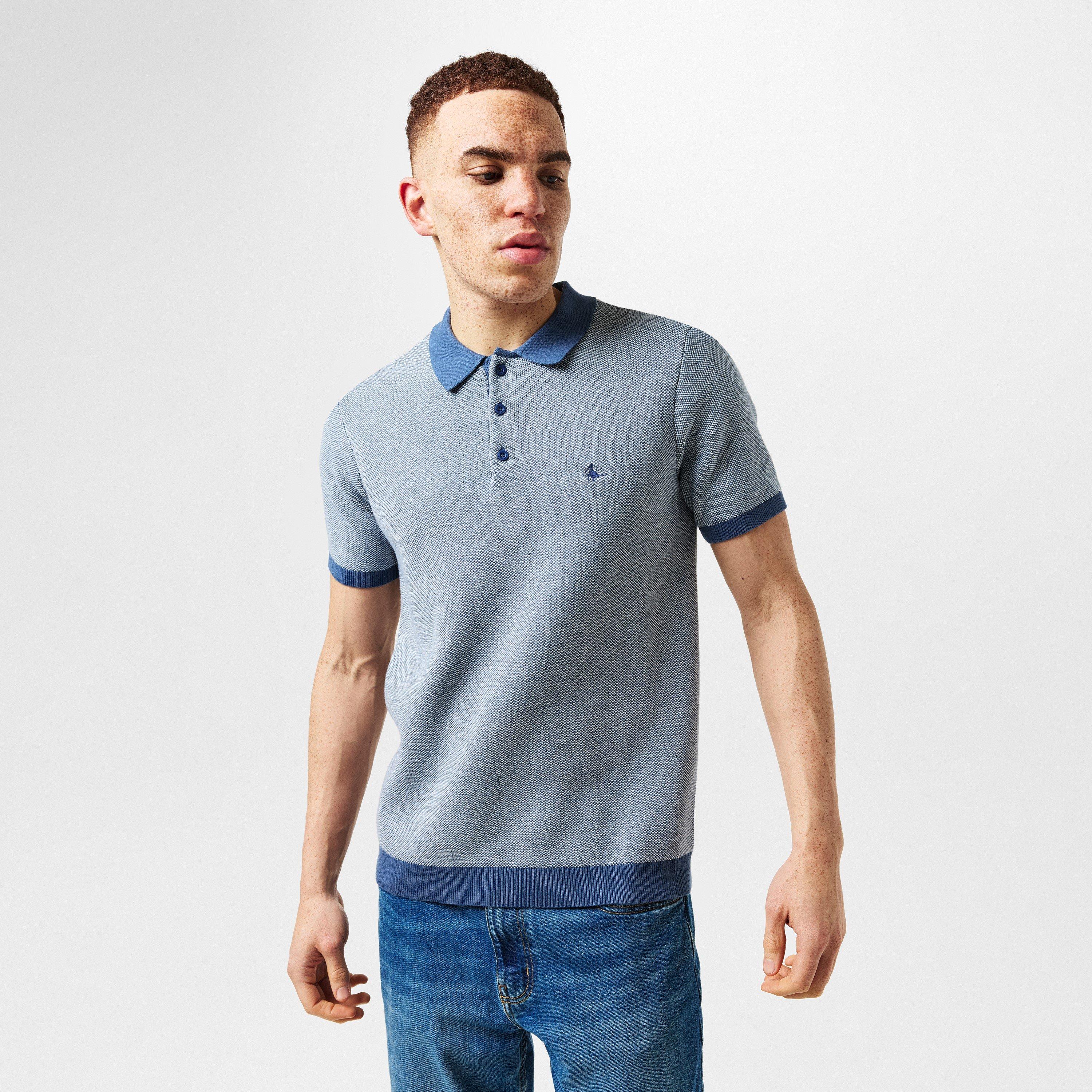Indigo/Cream - Jack Wills - JW Birdseye Short-Sleeve Polo Shirt - 3