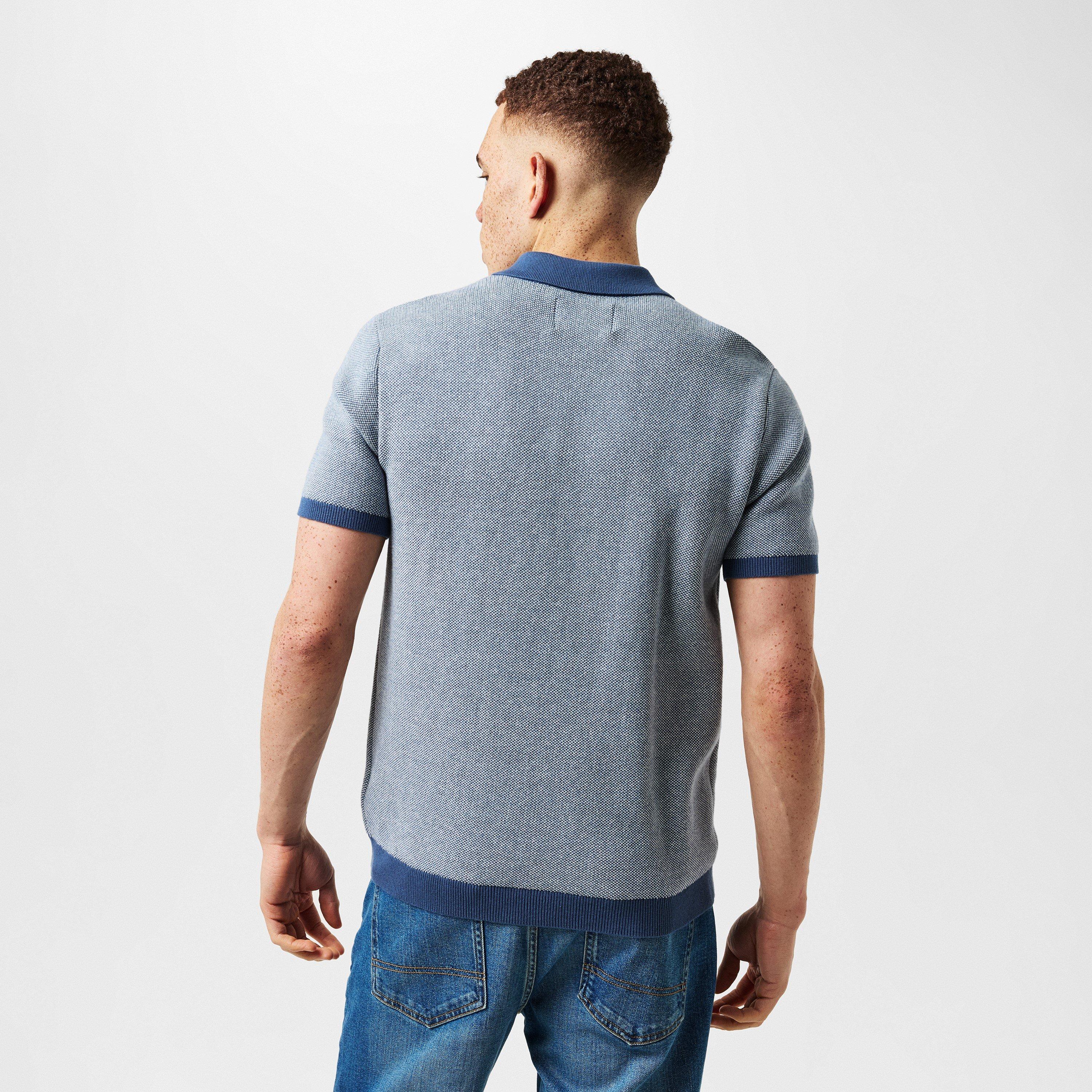 Indigo/Cream - Jack Wills - JW Birdseye Short-Sleeve Polo Shirt - 4