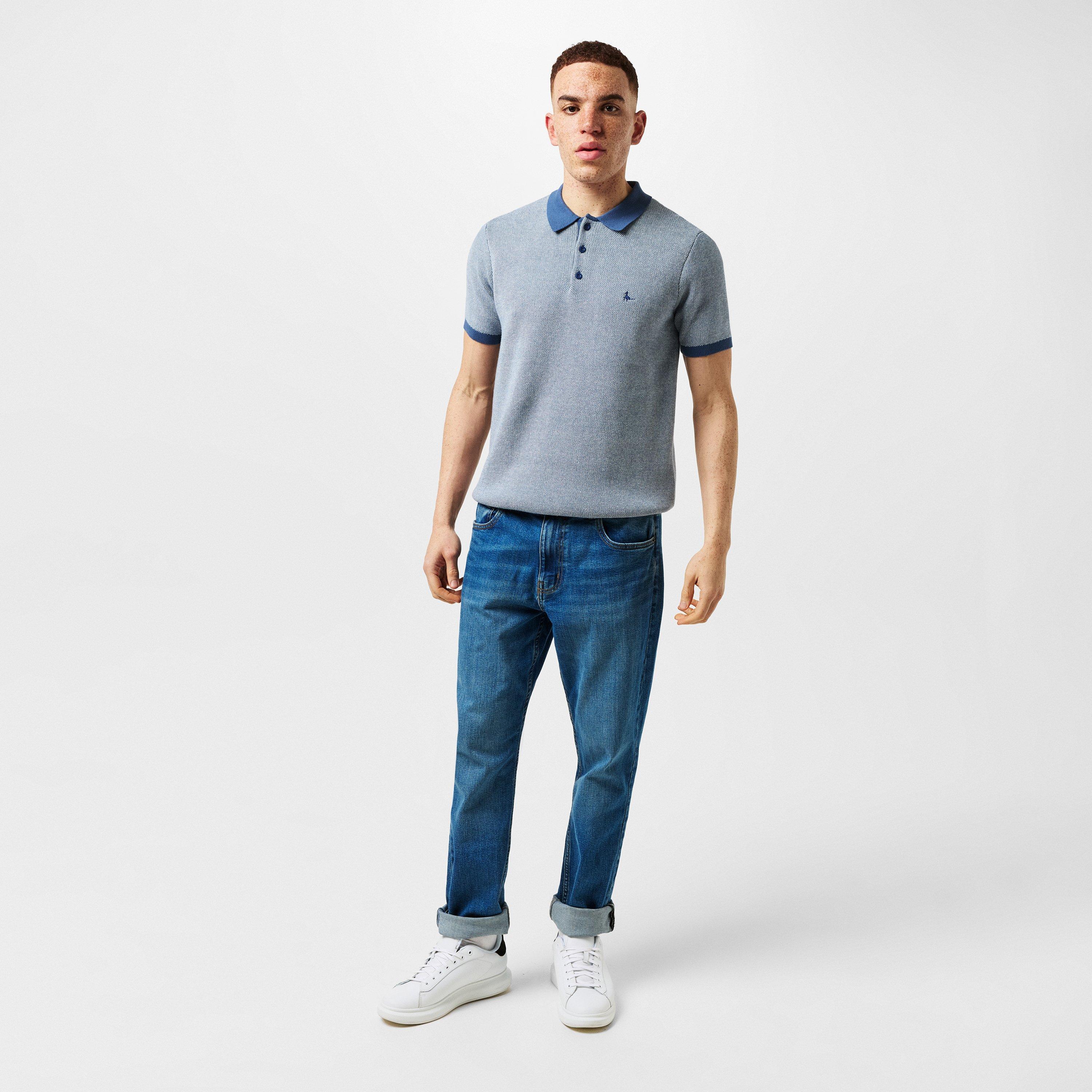 Indigo/Cream - Jack Wills - JW Birdseye Short-Sleeve Polo Shirt - 6
