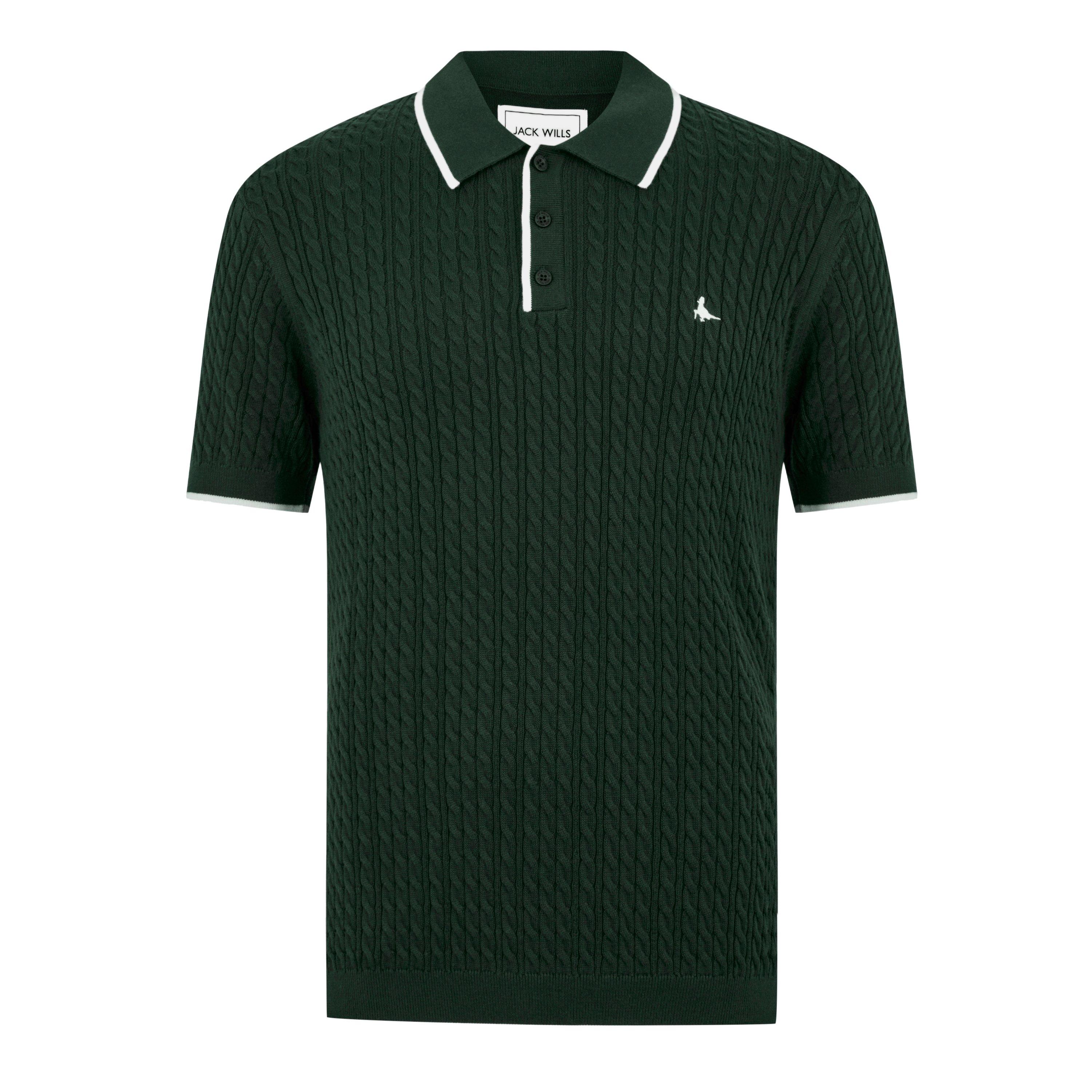 Evergreen - Jack Wills - Men's JW Braid Knitted Short-Sleeve Polo Shirt - 1