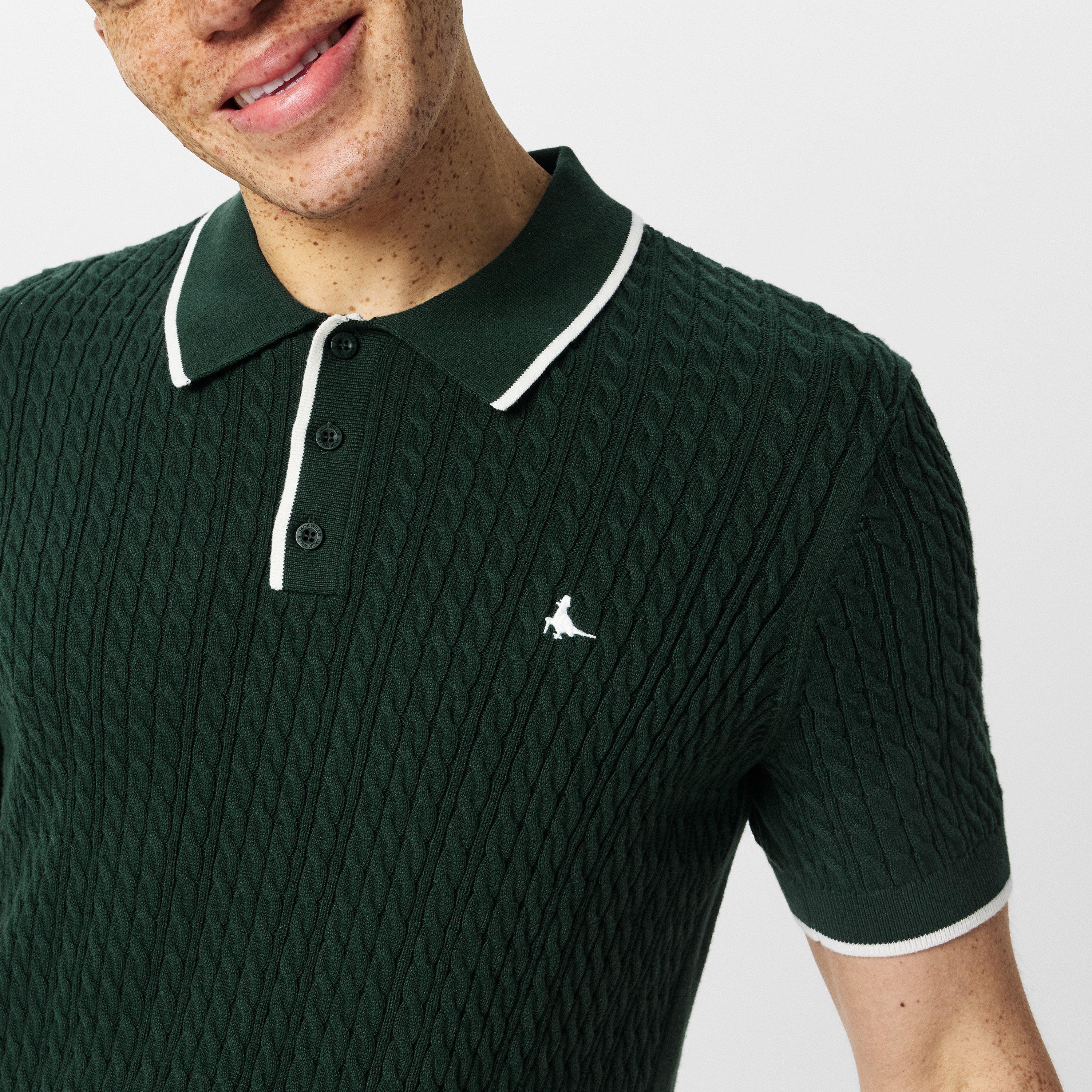 Jack Wills | Men's JW Braid Knitted Short-Sleeve Polo Shirt | Jack