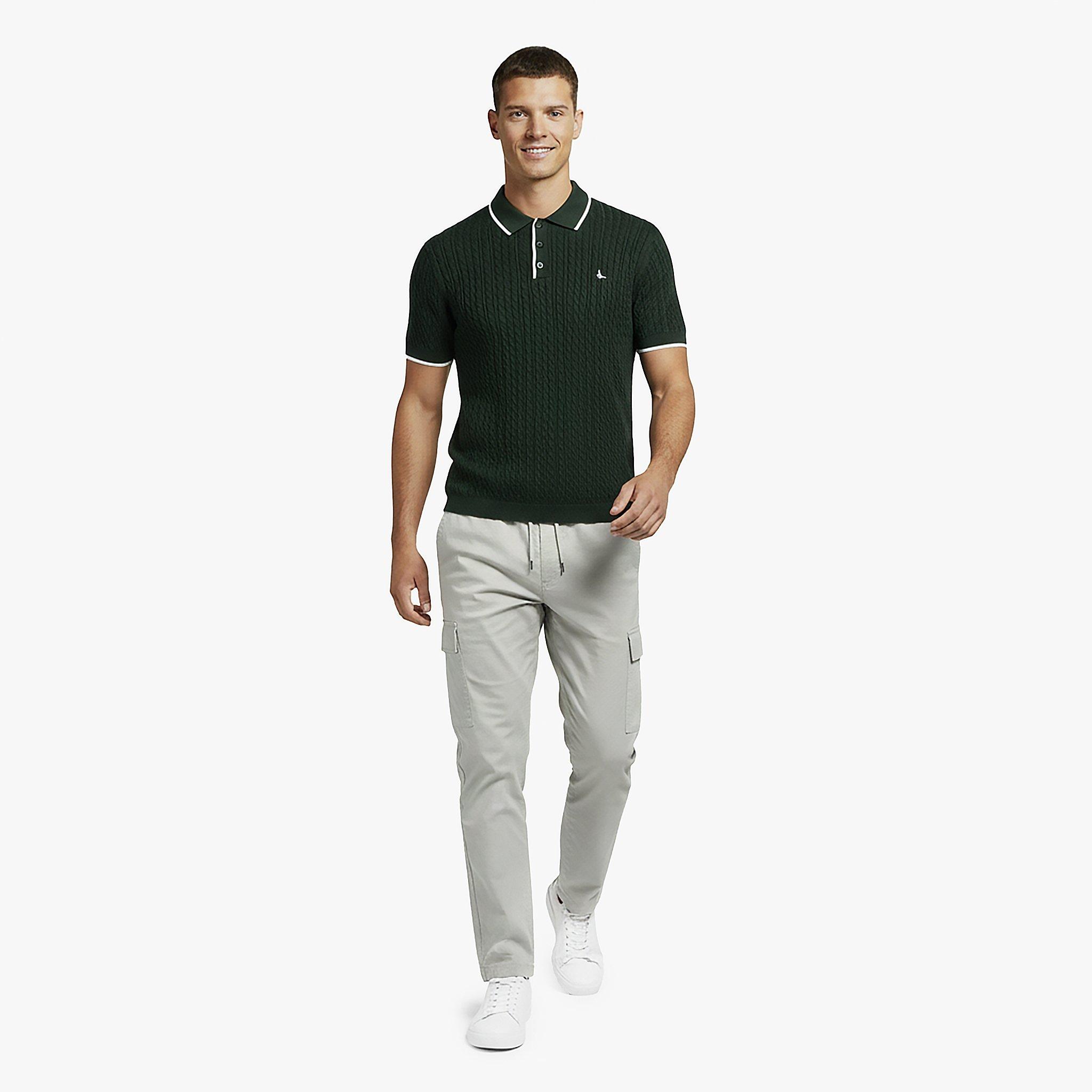 Jack Wills Men's JW Braid Knitted Short-Sleeve Polo Shirt | Sports