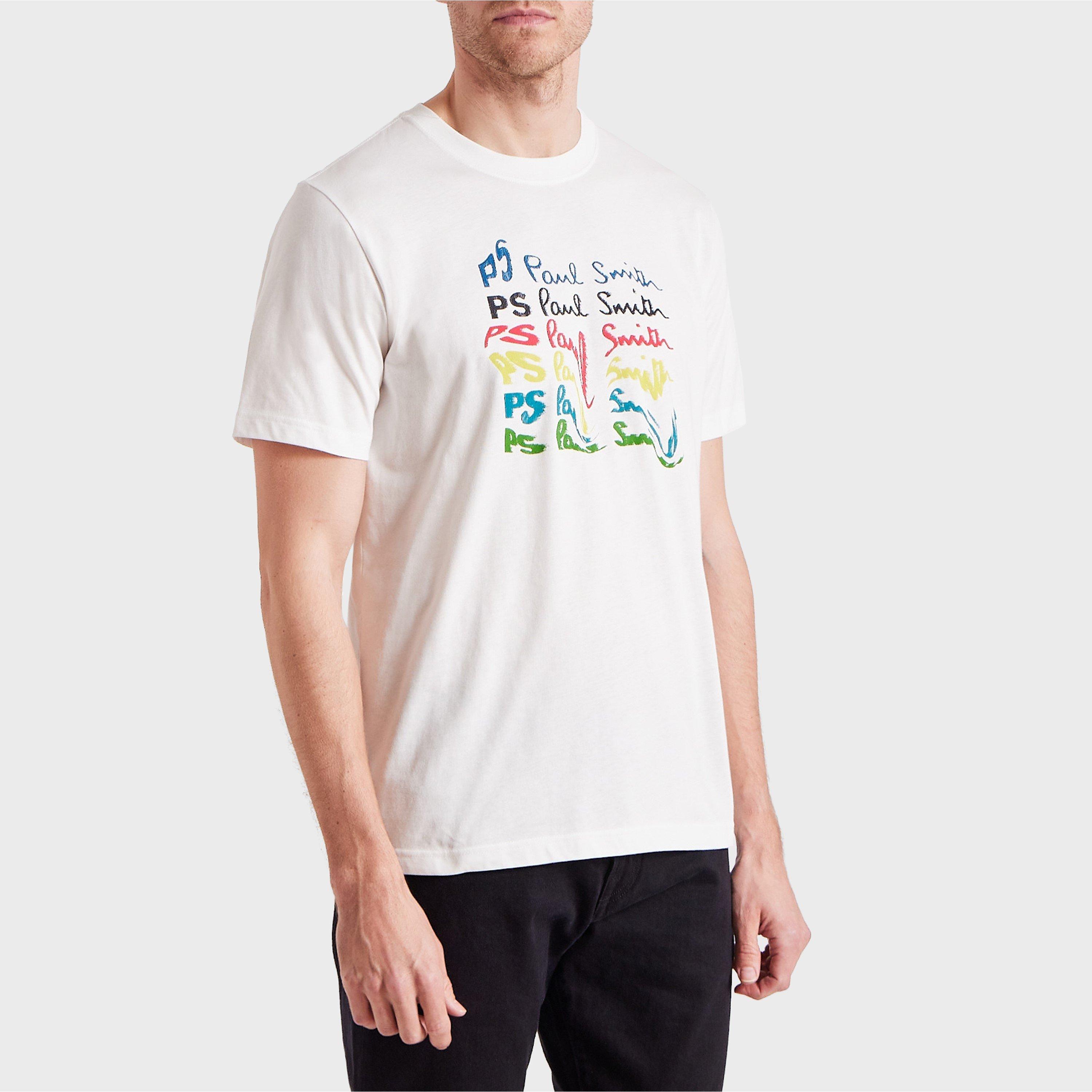 White 01 - PS Paul Smith - Men's Waved Repeat Logo Regular Fit T-Shirt - 3