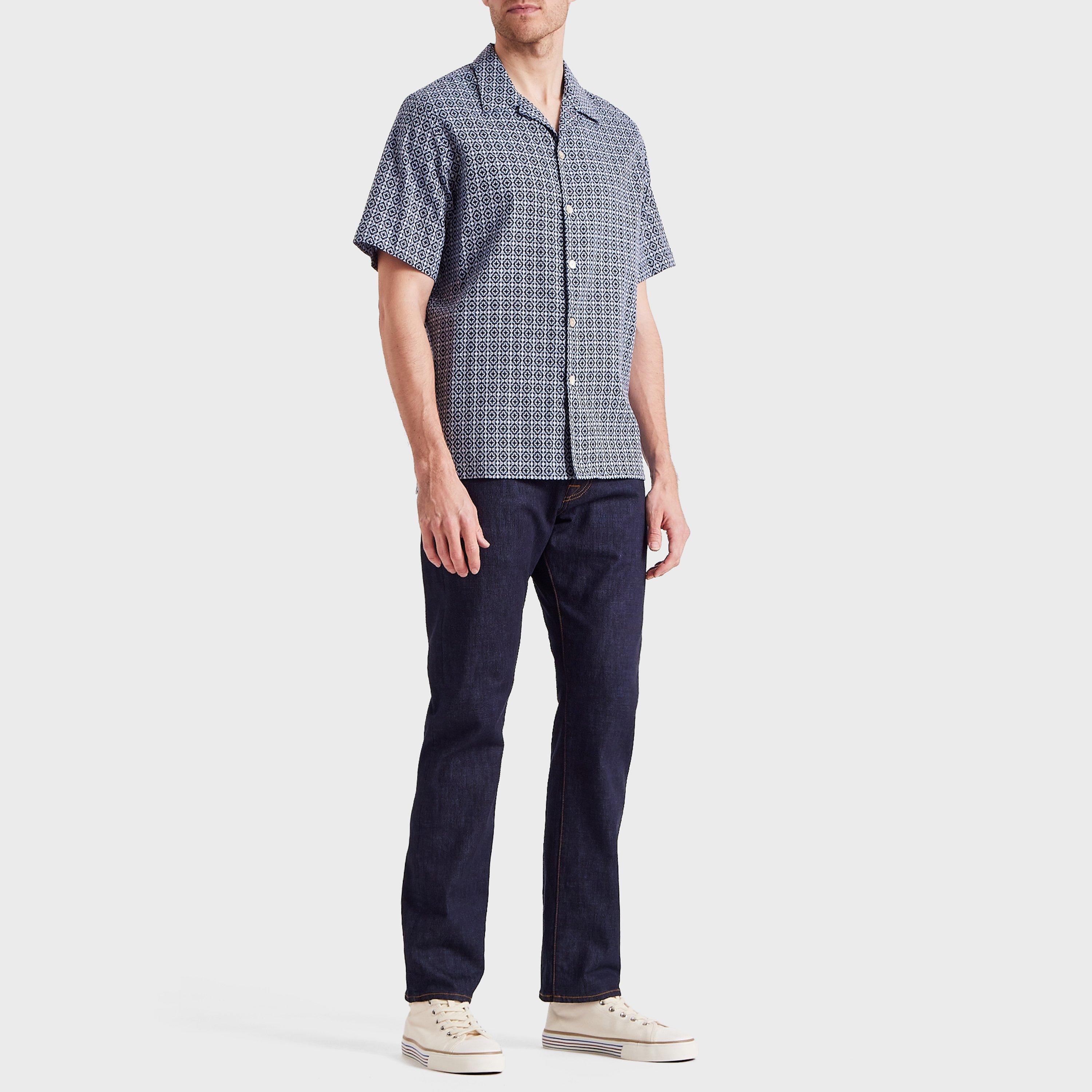 Blue 43 - PS Paul Smith - Men's Geometric Short-Sleeve Patterned Shirt - 3