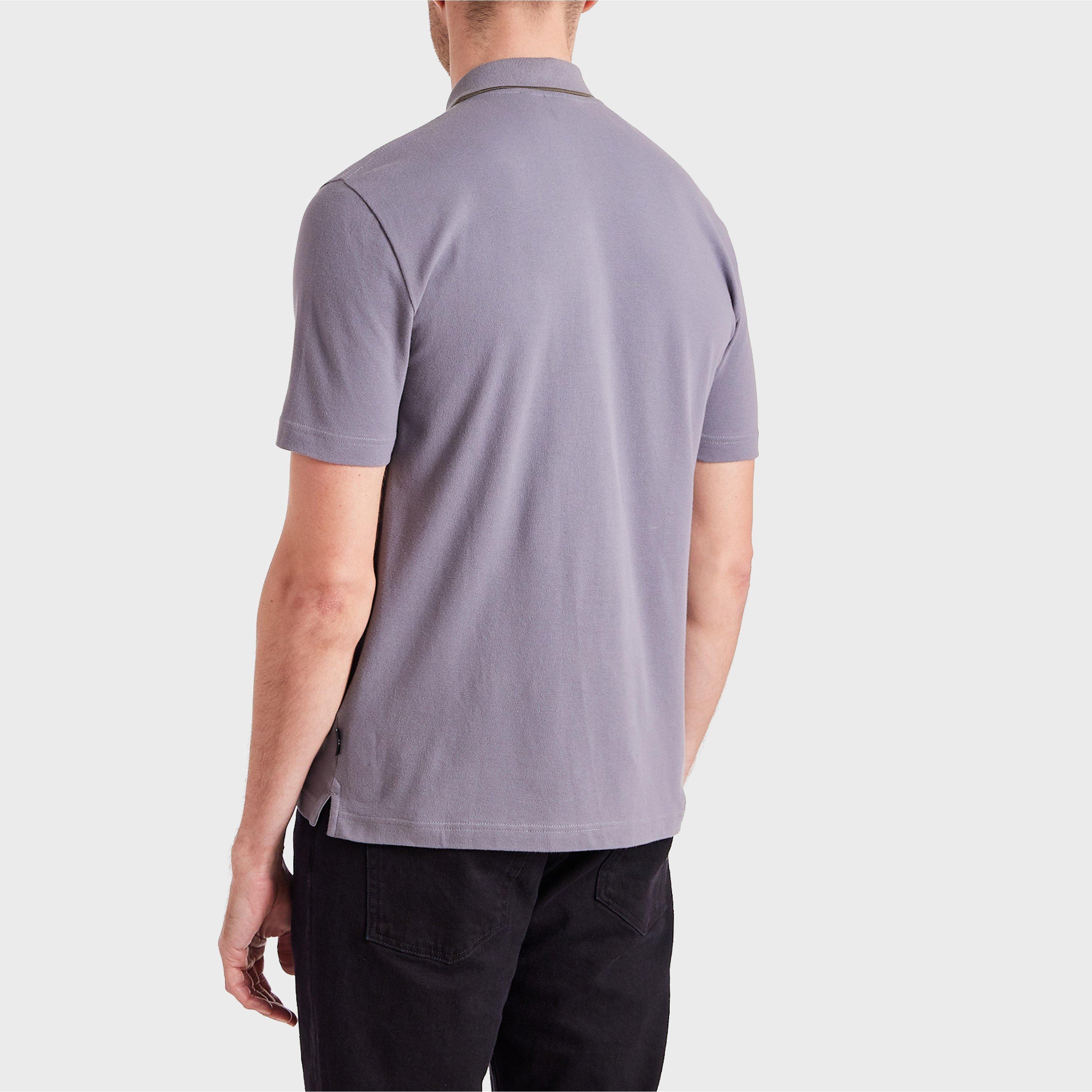 Grey 74 - PS Paul Smith - Men's Contrast Placket Short-Sleeve Plain Shirt - 2