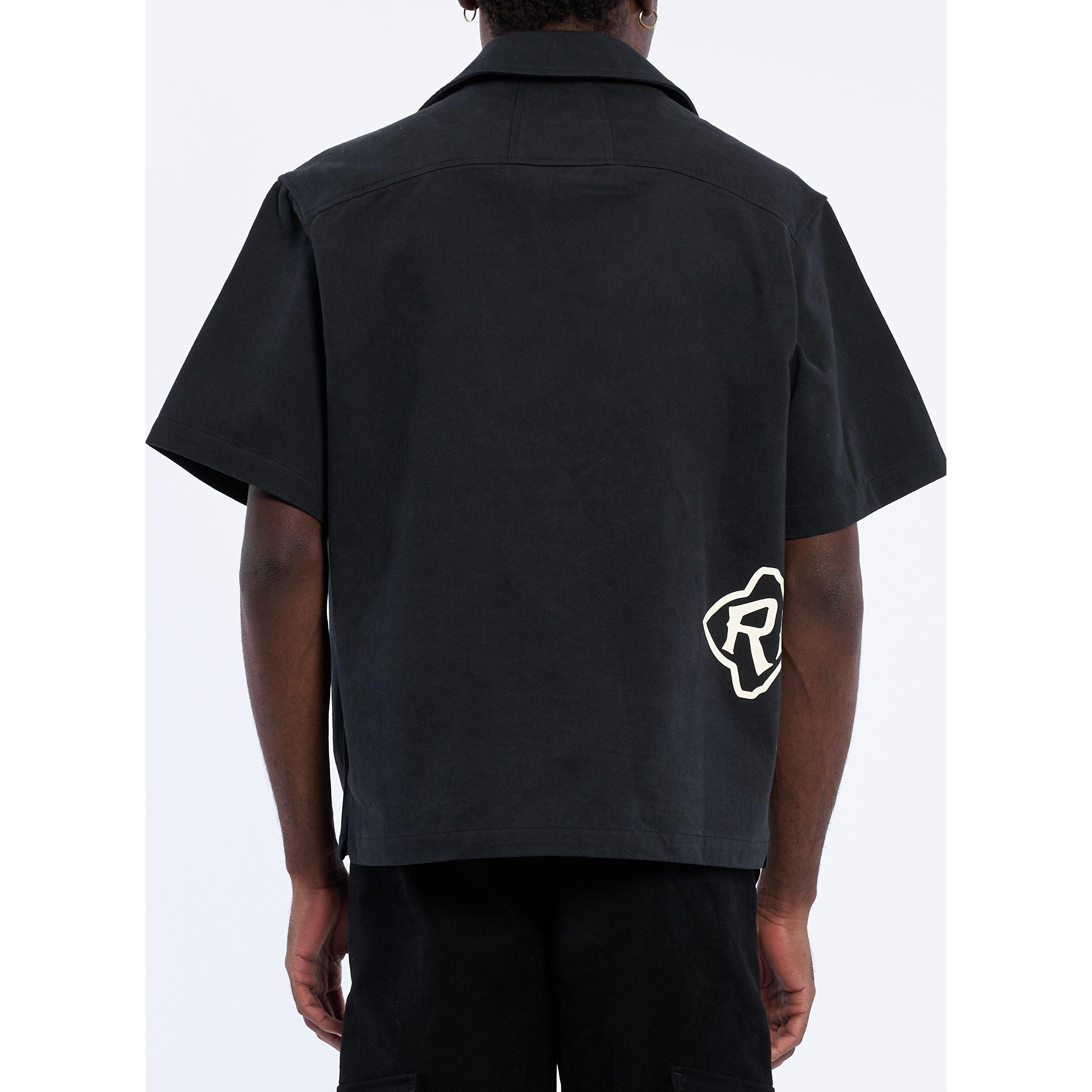 Black 0015 - Rhude - Men's Cross Logo Short-Sleeve Patterned Shirt - 3