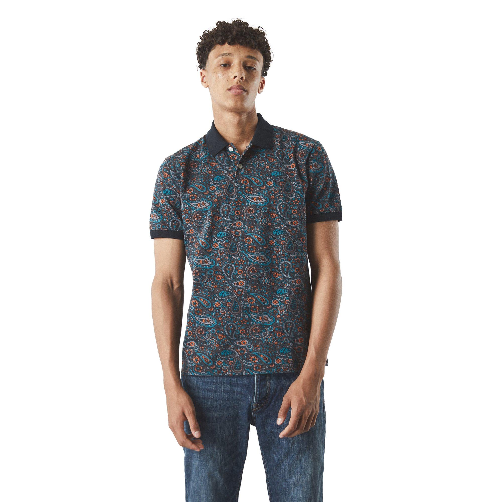 Cinzento Escuro - Pretty Green - Men's Wonderwall Paisley Short-Sleeve Polo Shirt - 2