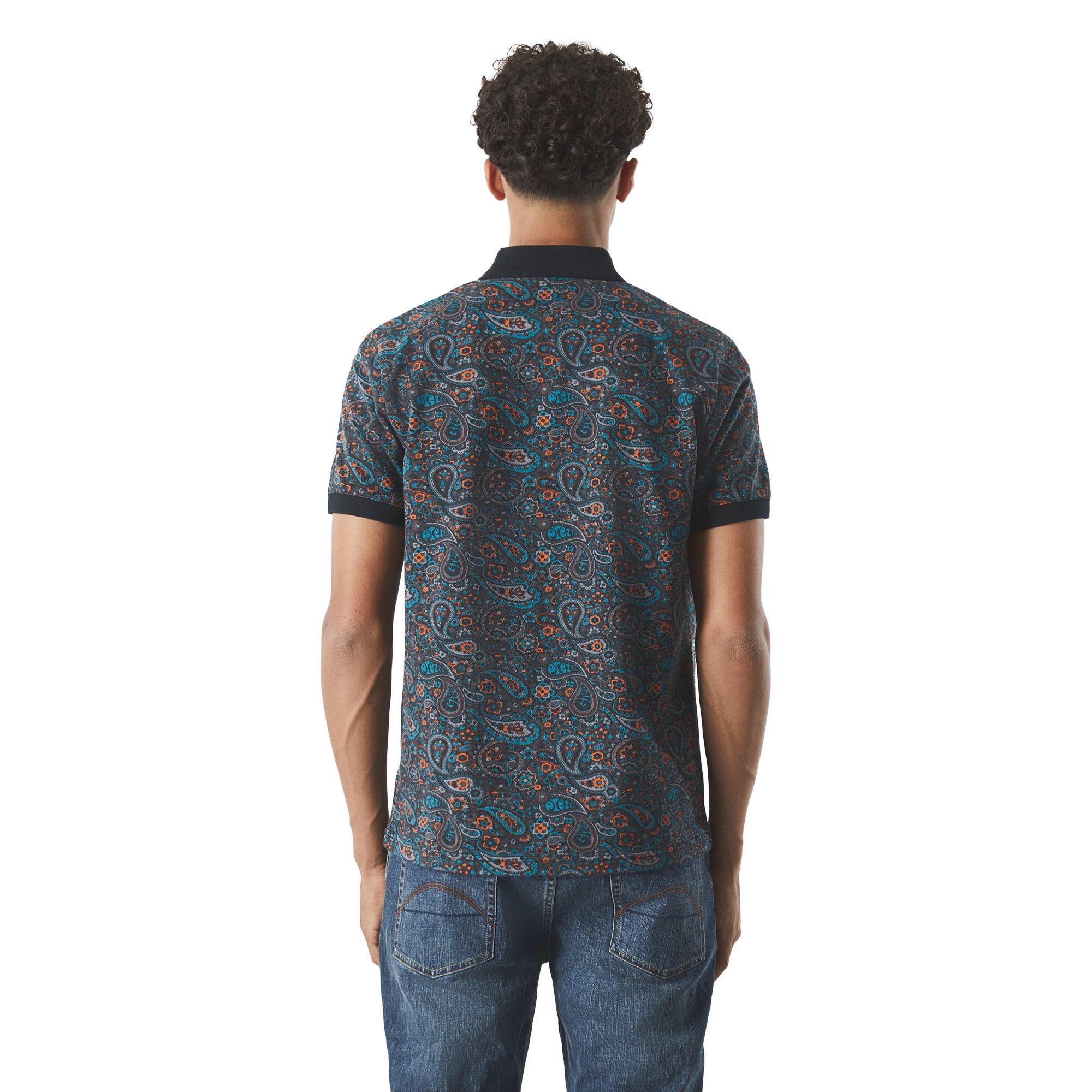 Cinzento Escuro - Pretty Green - Men's Wonderwall Paisley Short-Sleeve Polo Shirt - 4