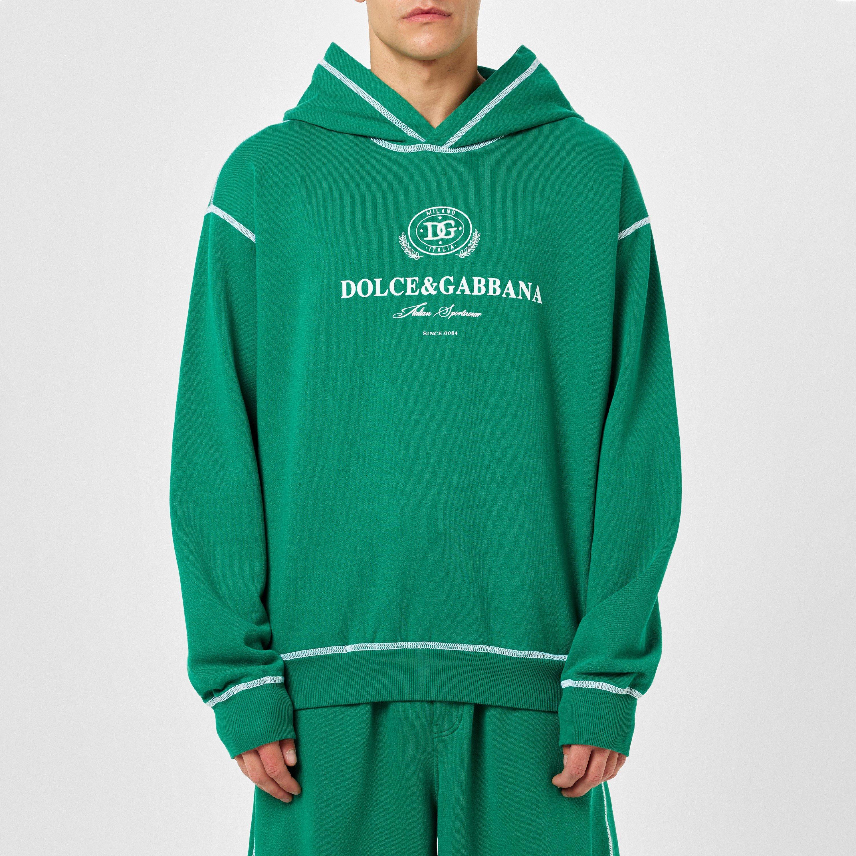 Dark Green - Dolce and Gabbana - Contrast Stitch Hoodie - 1