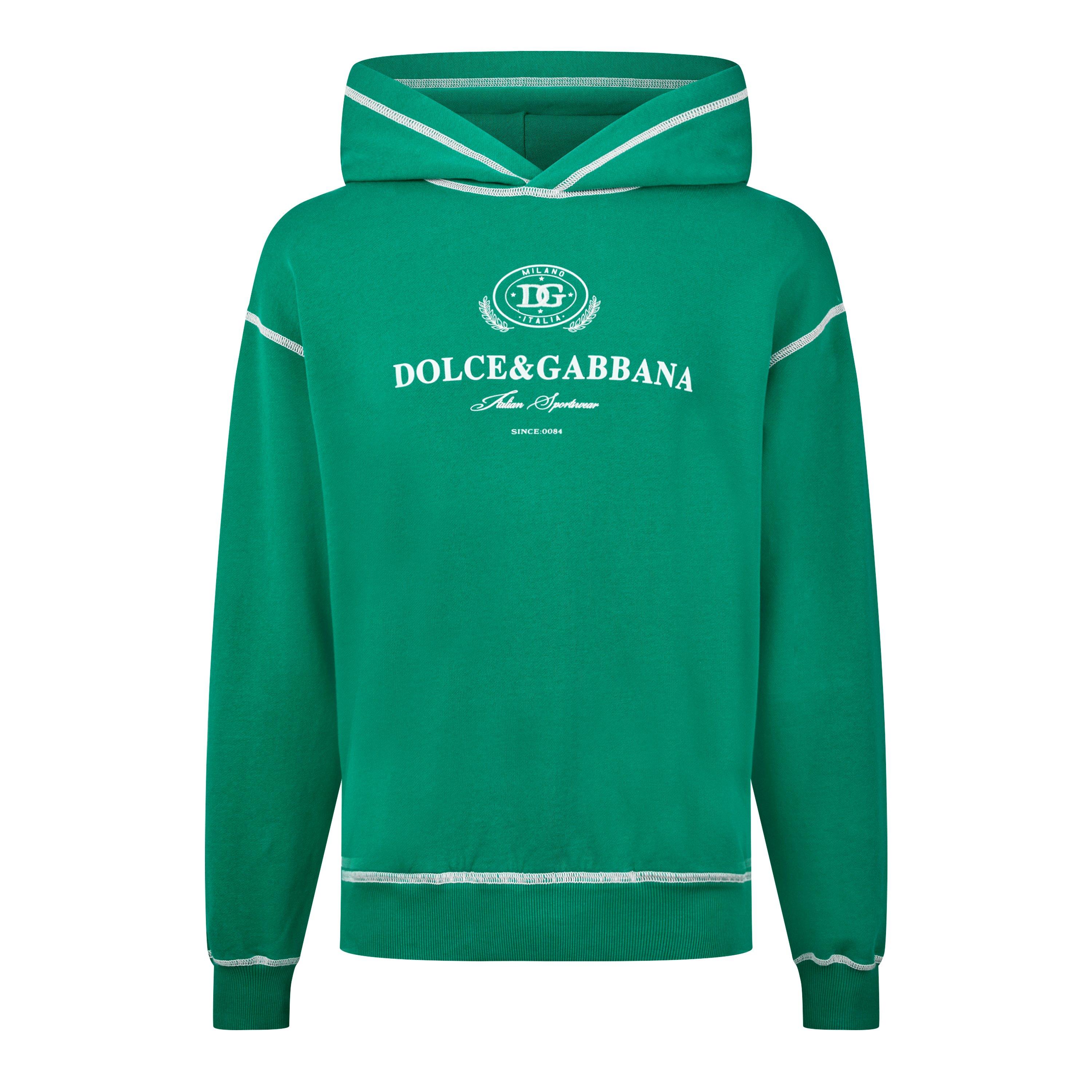 Dark Green - Dolce and Gabbana - Contrast Stitch Hoodie - 5