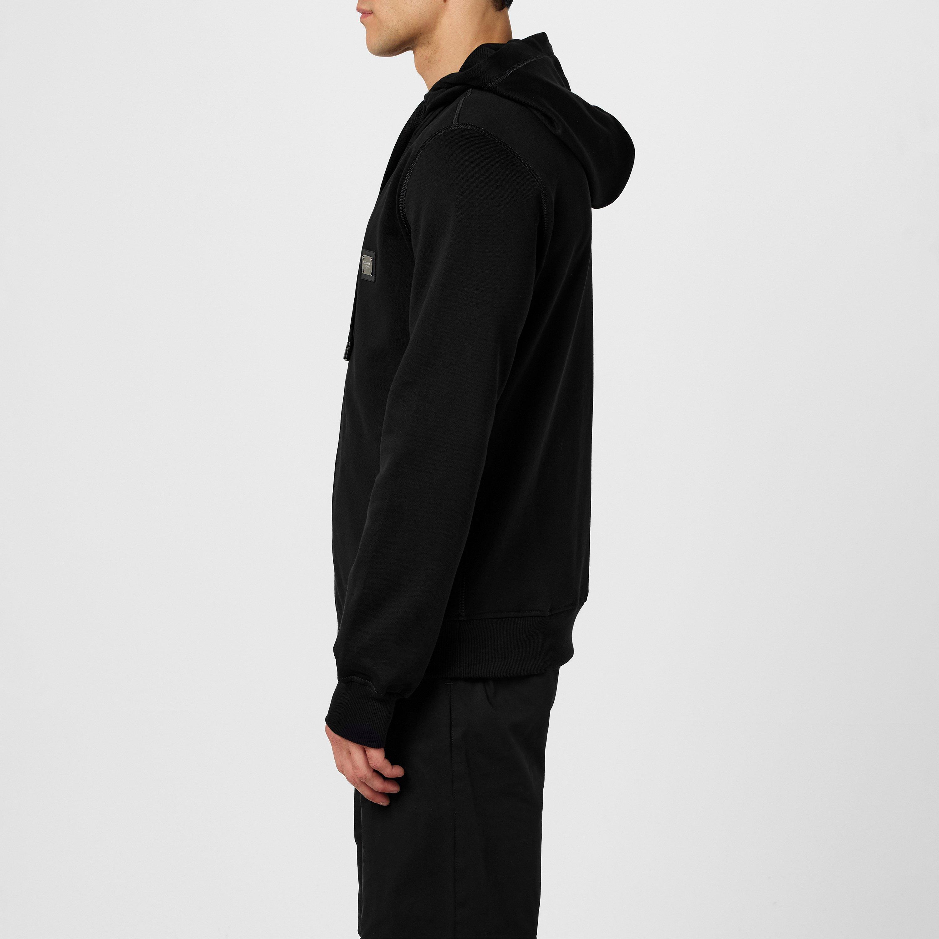 Black - Dolce and Gabbana - Jersey Zip-Up Hoodie - 2