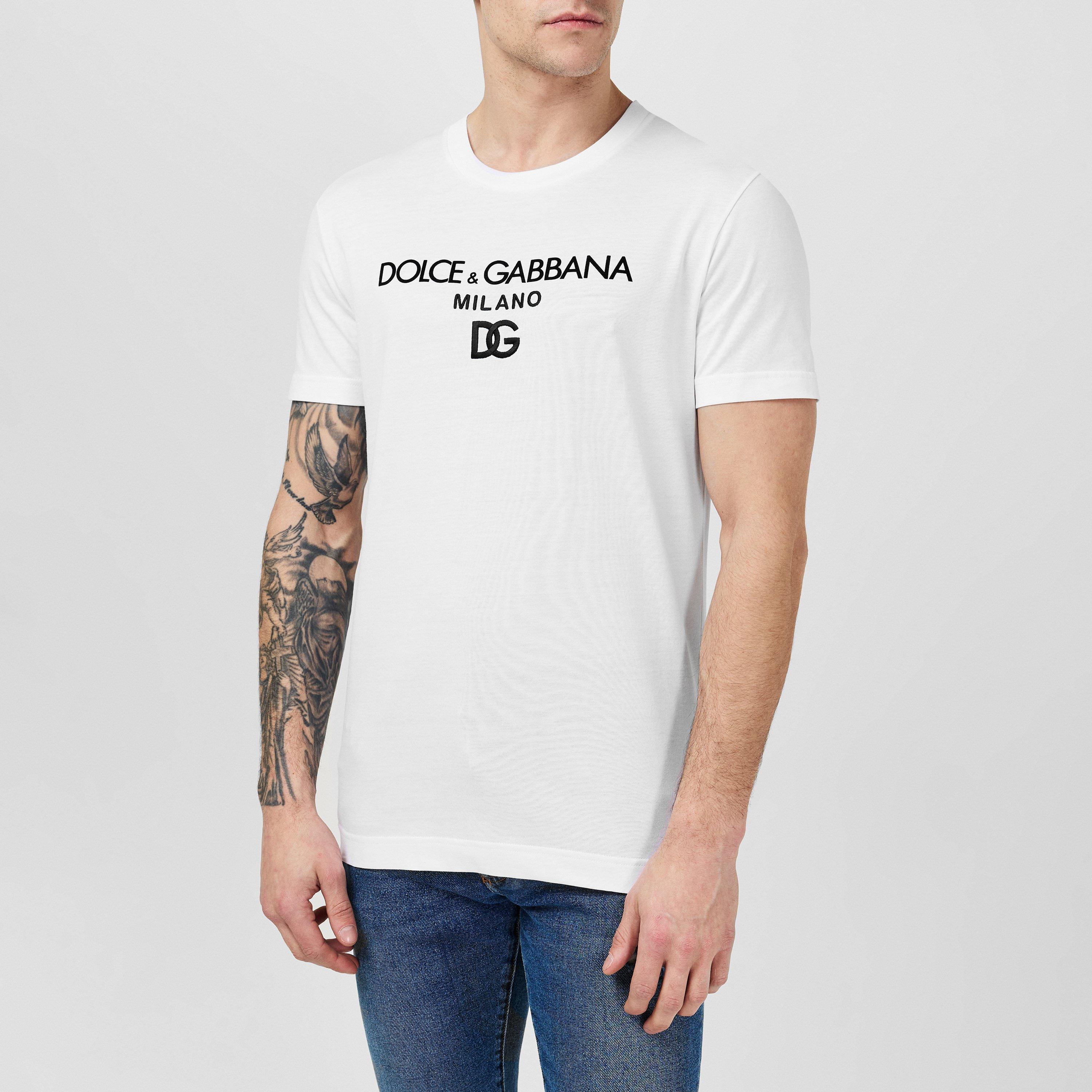 Dolce and Gabbana Logo-Embroidered T-Shirt | Flannels