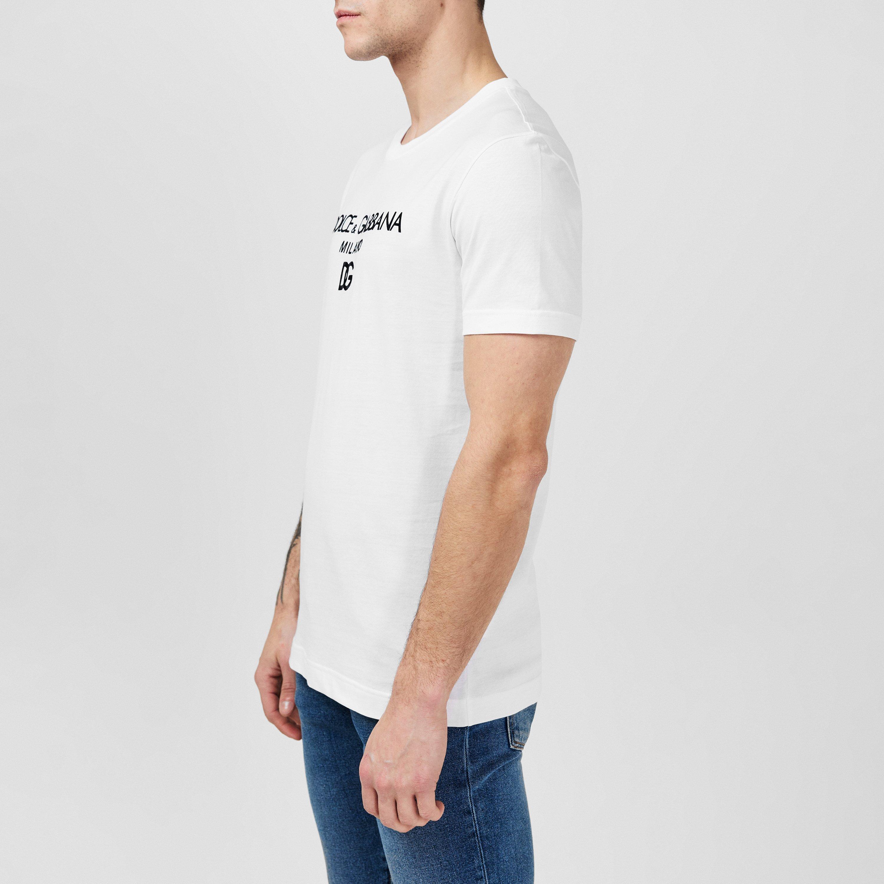 極美品★DOLCE&GABBANA★近年DGロゴ グラフィックTシャツストレッチ Dolce and Gabbana Logo-Embroidered T-Shirt | Flannels