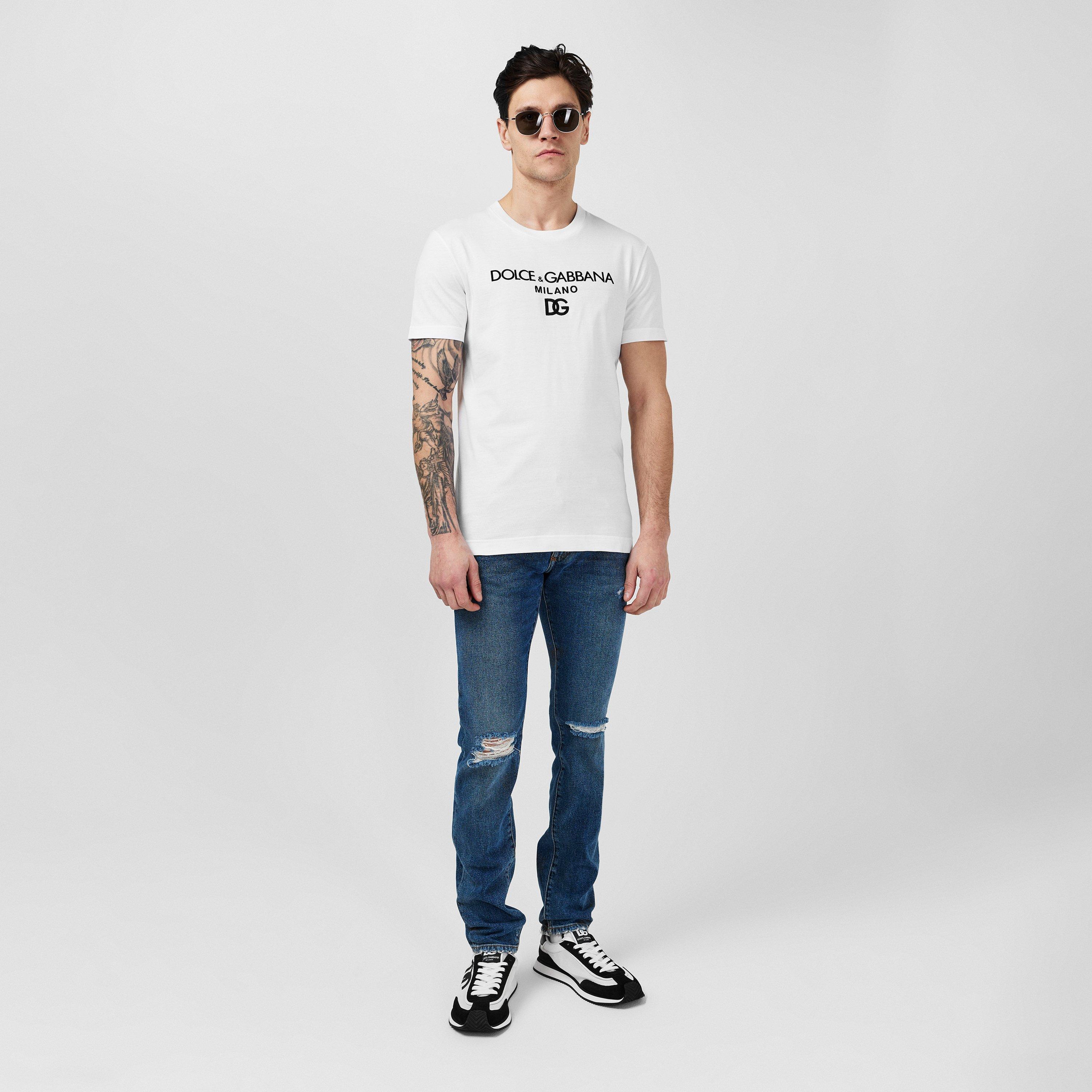 White - Dolce and Gabbana - Logo-Embroidered T-Shirt - 4