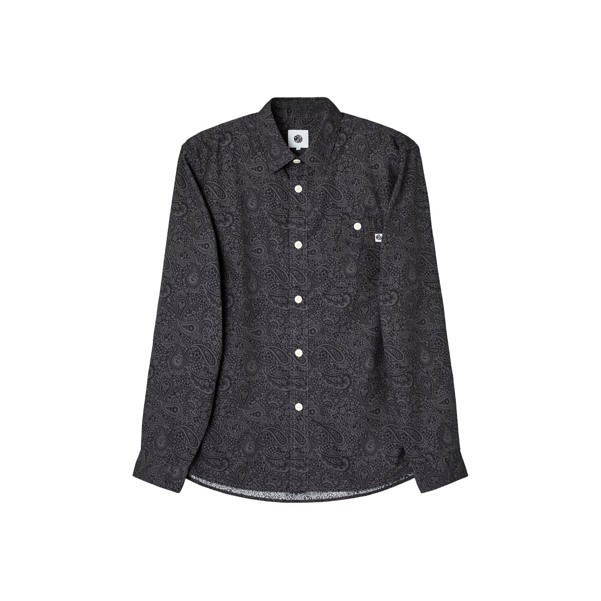 Black - Pretty Green - Men's Tonal Paisley Long-Sleeve Patterned Shirt - 1