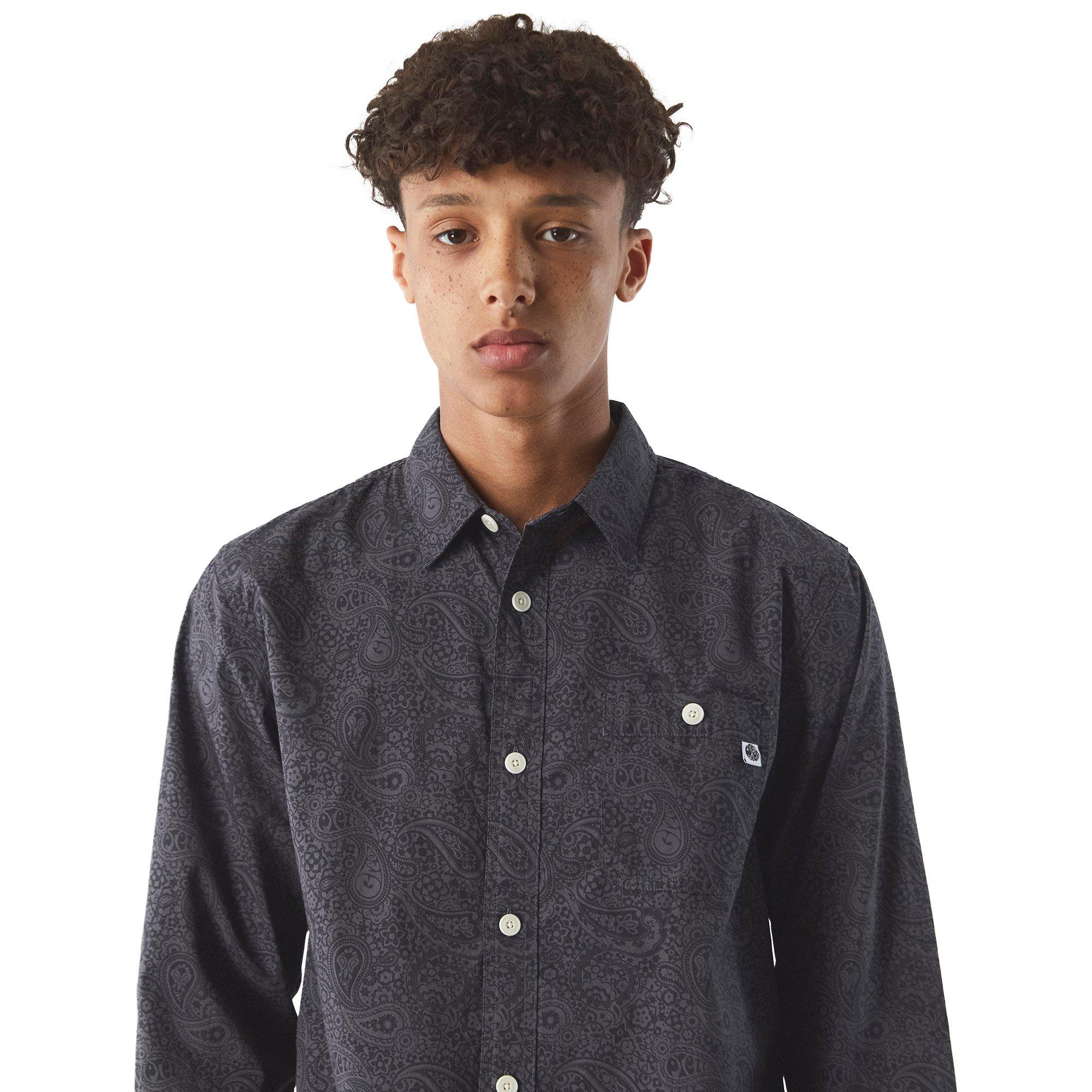 Nero - Pretty Green - Men's Tonal Paisley Long-Sleeve Patterned Shirt - 5