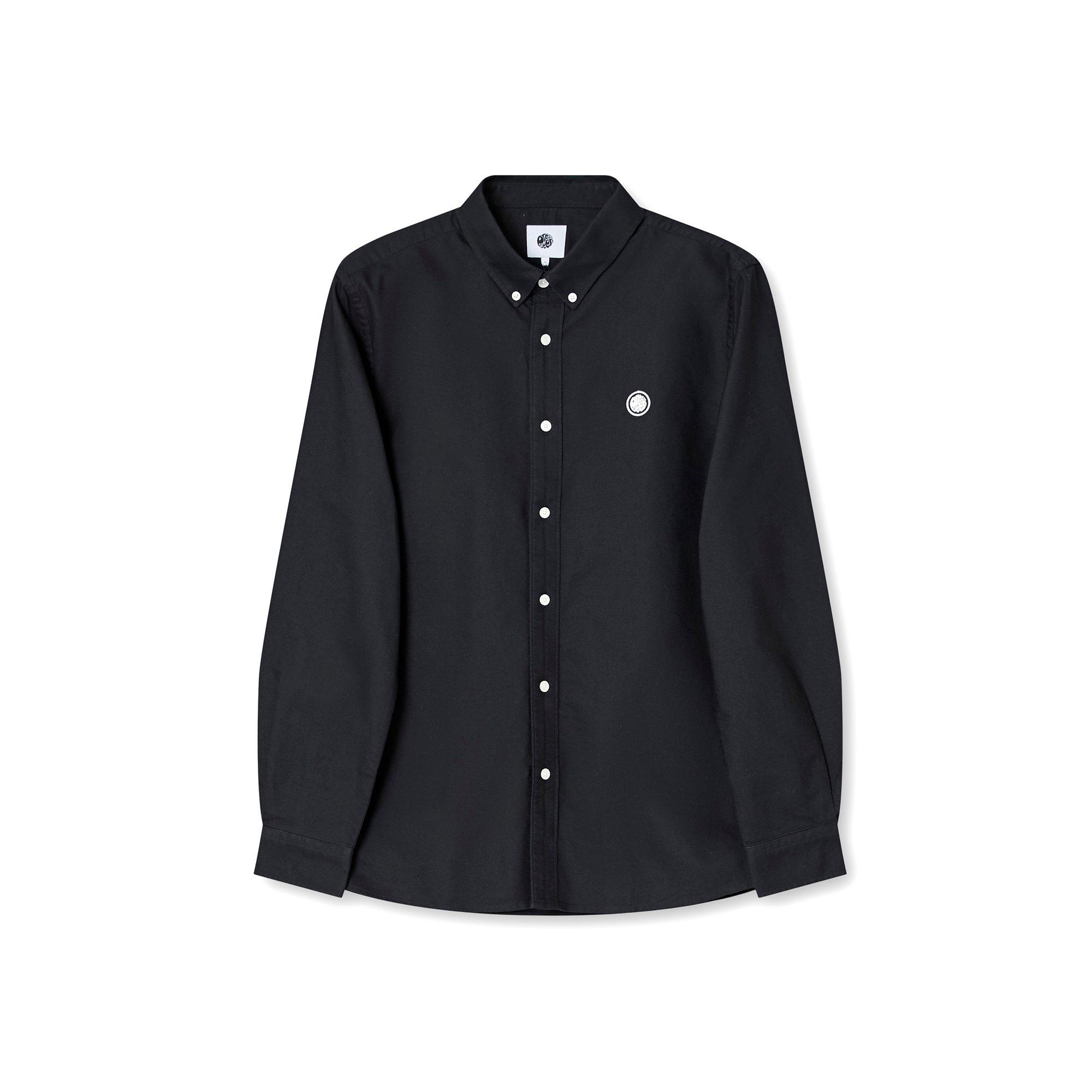 Pretty Green Men's Oxford Long-Sleeve Plain Shirt - Black - Large