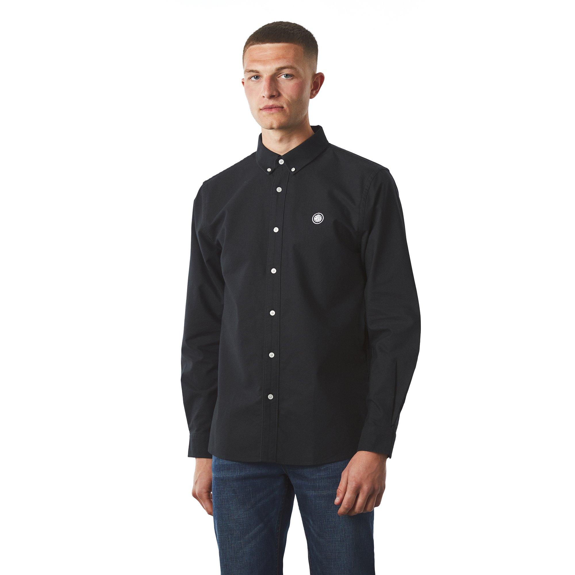 Nero - Pretty Green - Men's Oxford Long-Sleeve Plain Shirt - 3