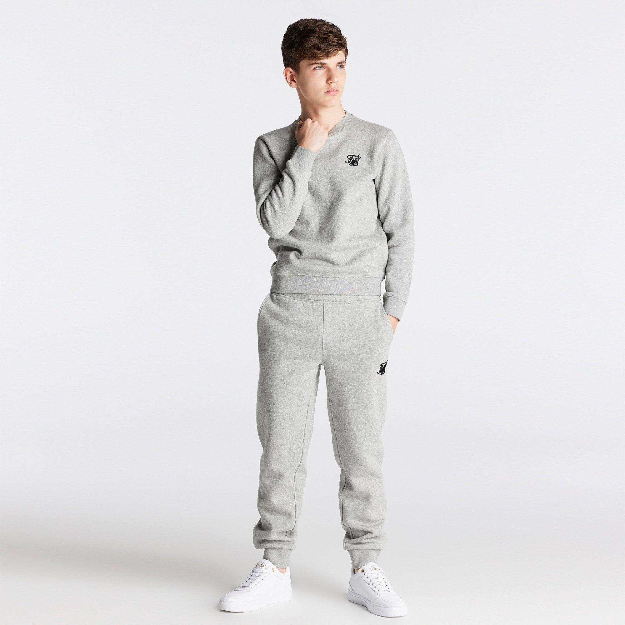 Grey Marl - SikSilk - Kids' Crew Sweatshirt - 4