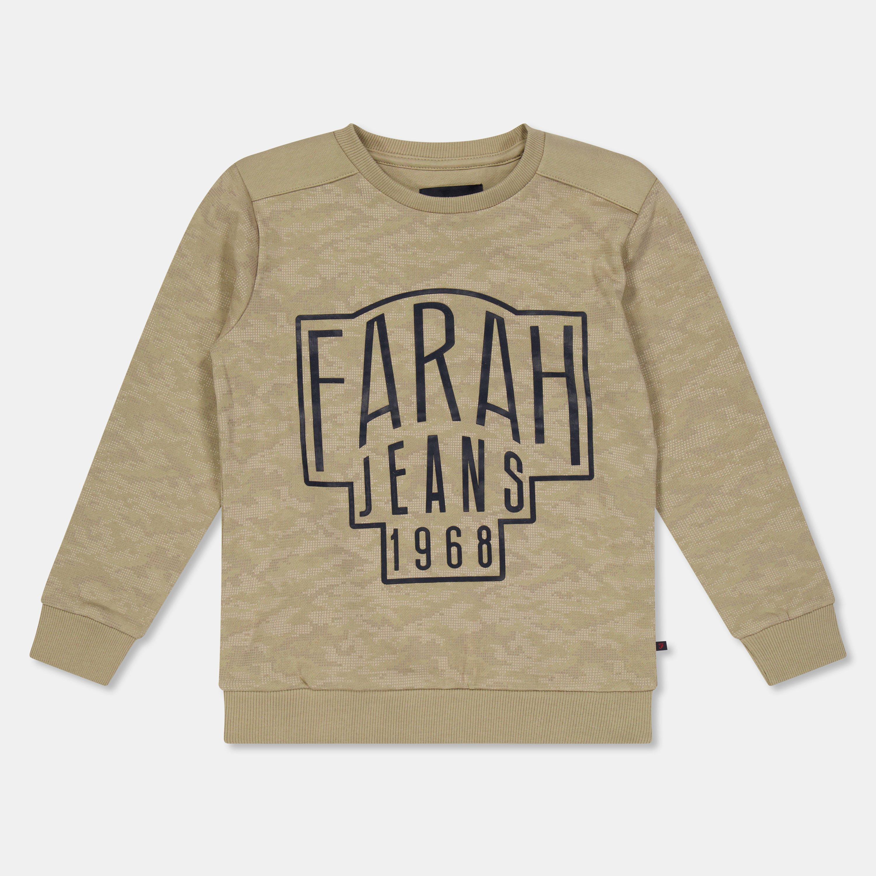Farah  Kids ' Patched Fleece Crew Sweatshirt - Cream - 8-9