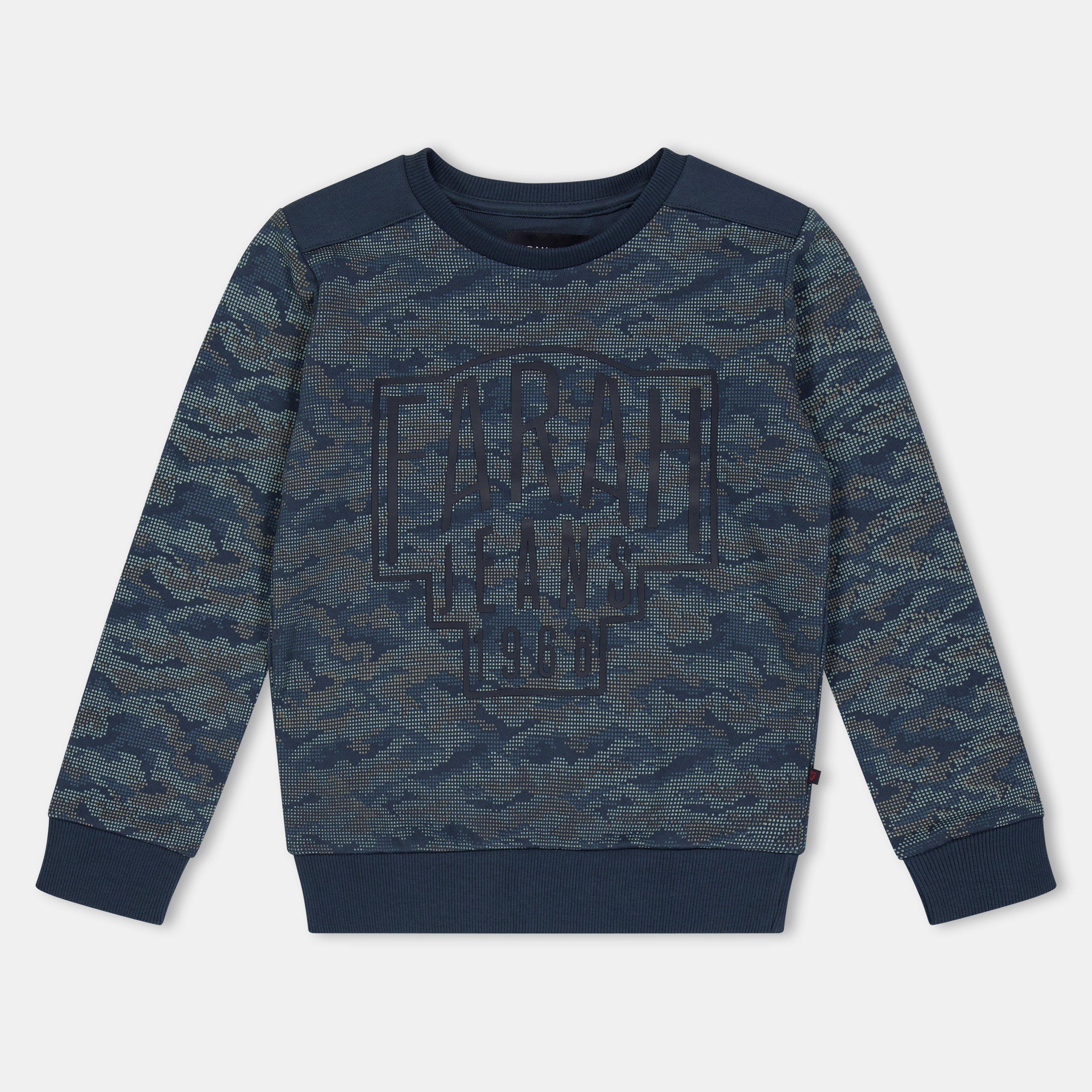 Farah  Kids ' Patched Fleece Crew Sweatshirt - Race Blue - 14-15