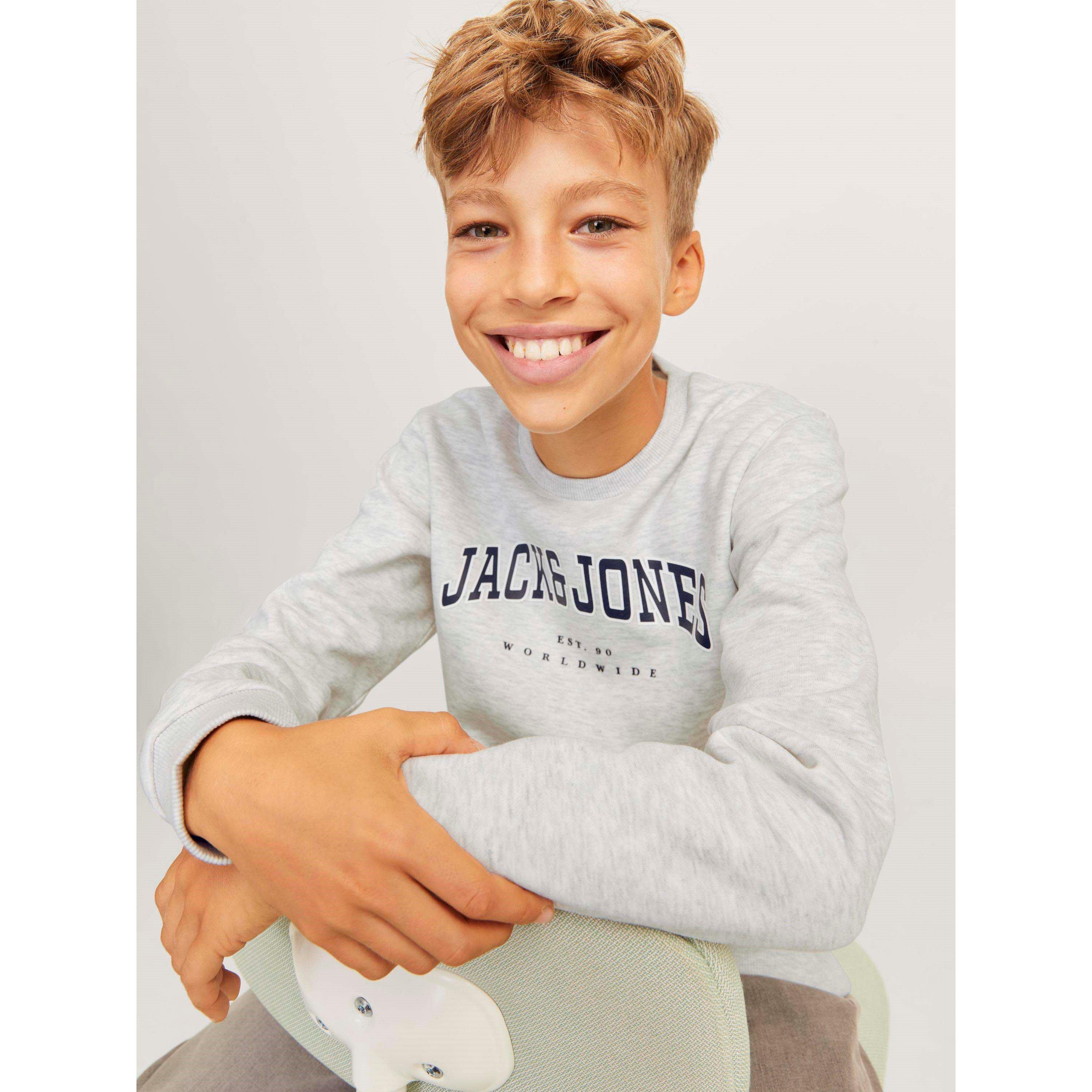 White Melange - Jack and Jones - Varsity Crew Neck Sweatshirt Junior Boys - 6