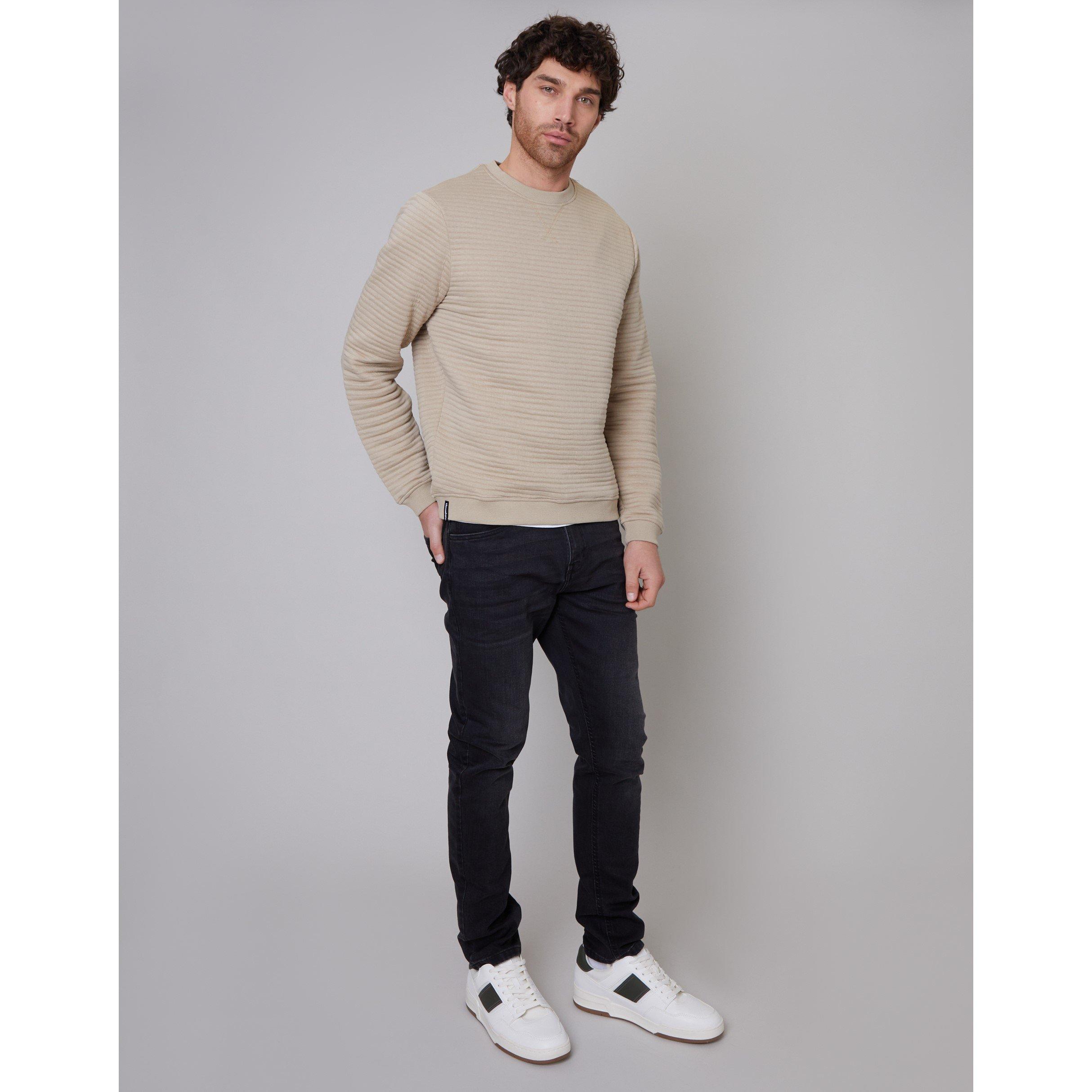 Stone - Threadbare - Fleece Crew Sweatshirt - 2