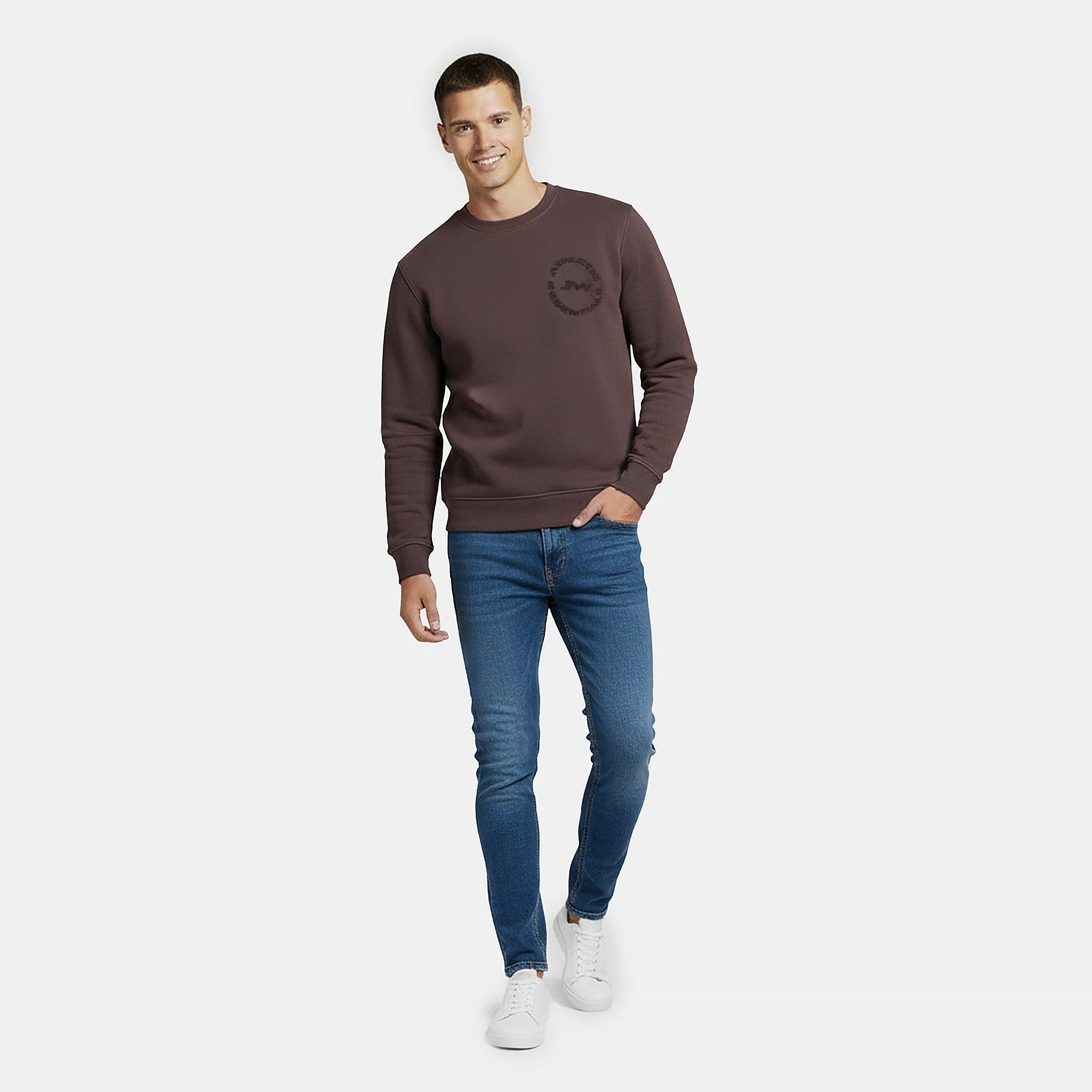 Black Coffee - Jack Wills - Men's Boucle Cotton Long Sleeve Oversized Fit Crew Sweatshirt - 5
