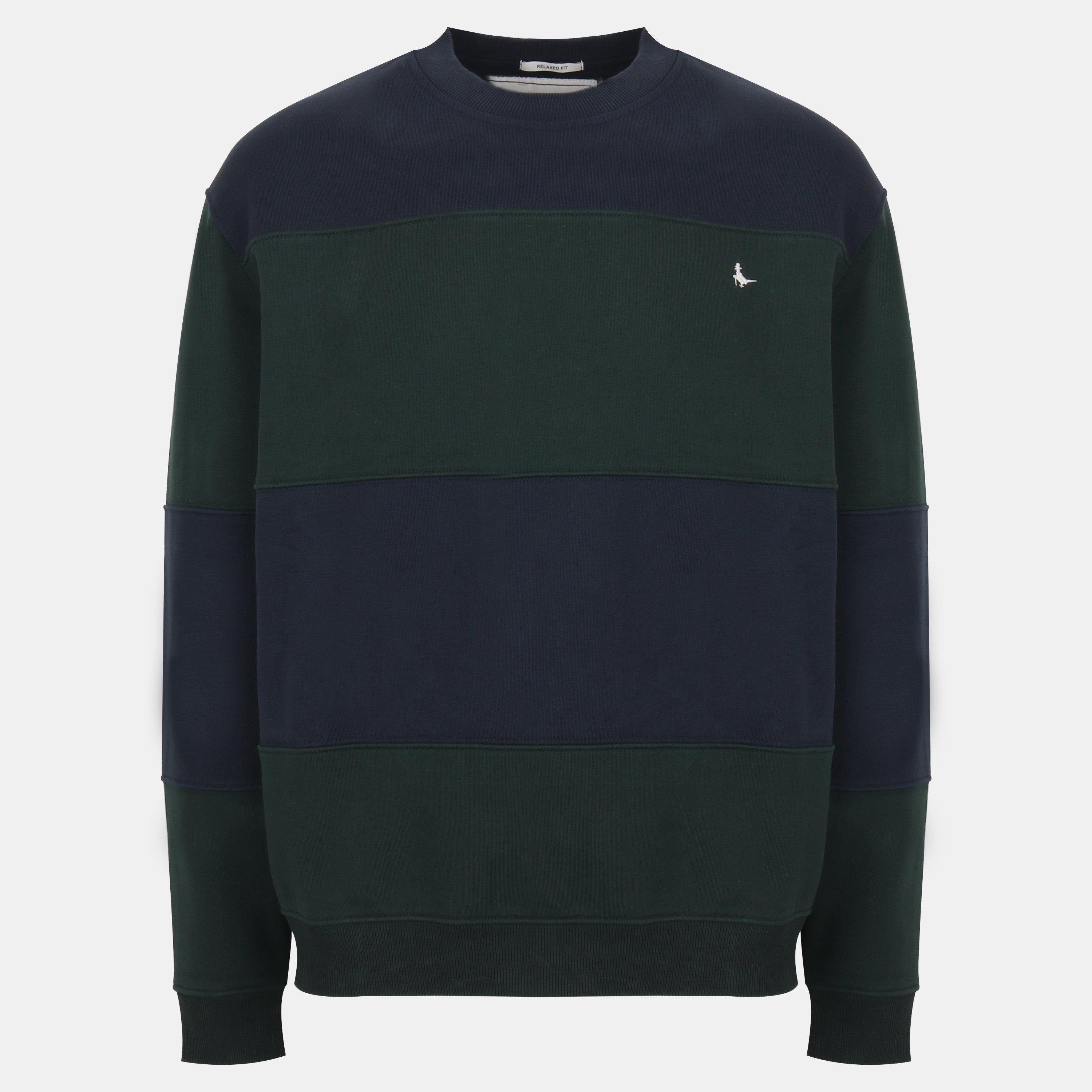 Kiefer/Marineblau - Jack Wills - Men's Lewis Cotton Long Sleeve Crew Sweatshirt - 1