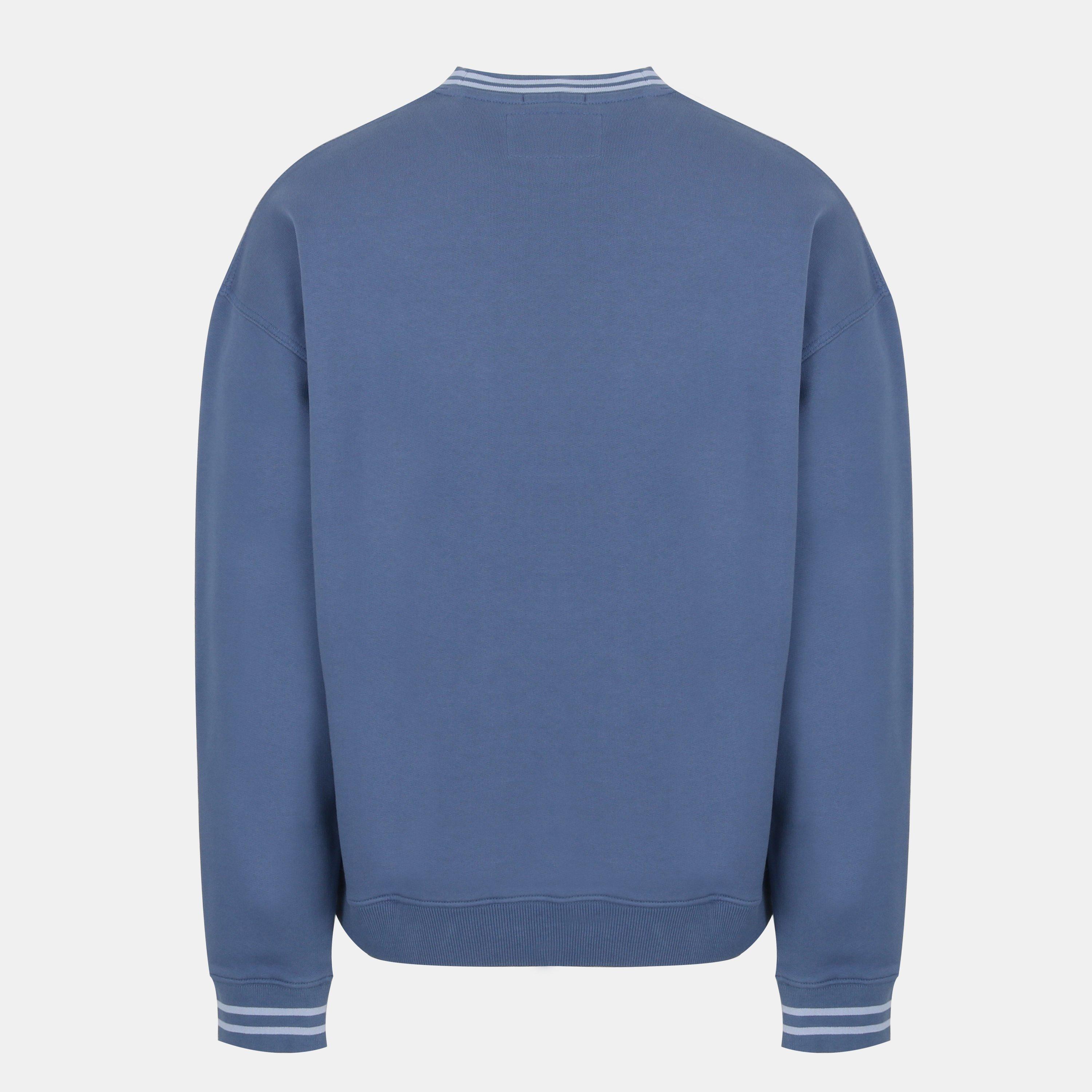 Steel Blue - Jack Wills - Men's Tipped Graphic Cotton Long Sleeve Oversized Fit Crew Sweatshirt - 2
