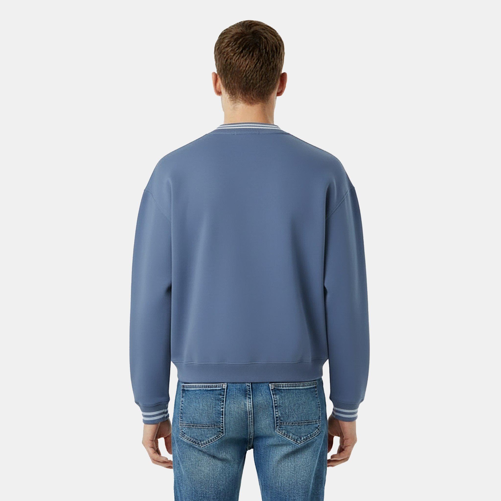 Steel Blue - Jack Wills - Men's Tipped Graphic Cotton Long Sleeve Oversized Fit Crew Sweatshirt - 4