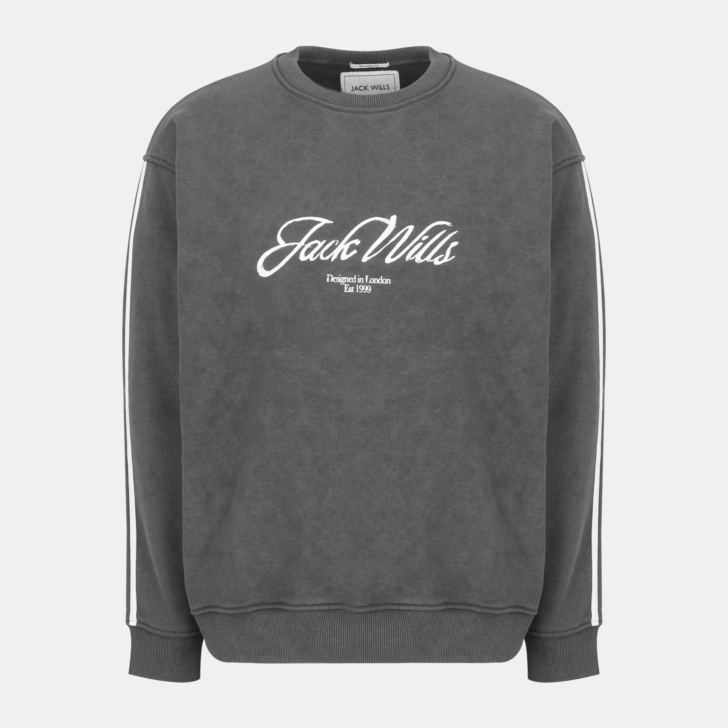Ijzer - Jack Wills - Men's Watercolour Cotton Long Sleeve Oversized Fit Crew Sweatshirt - 1