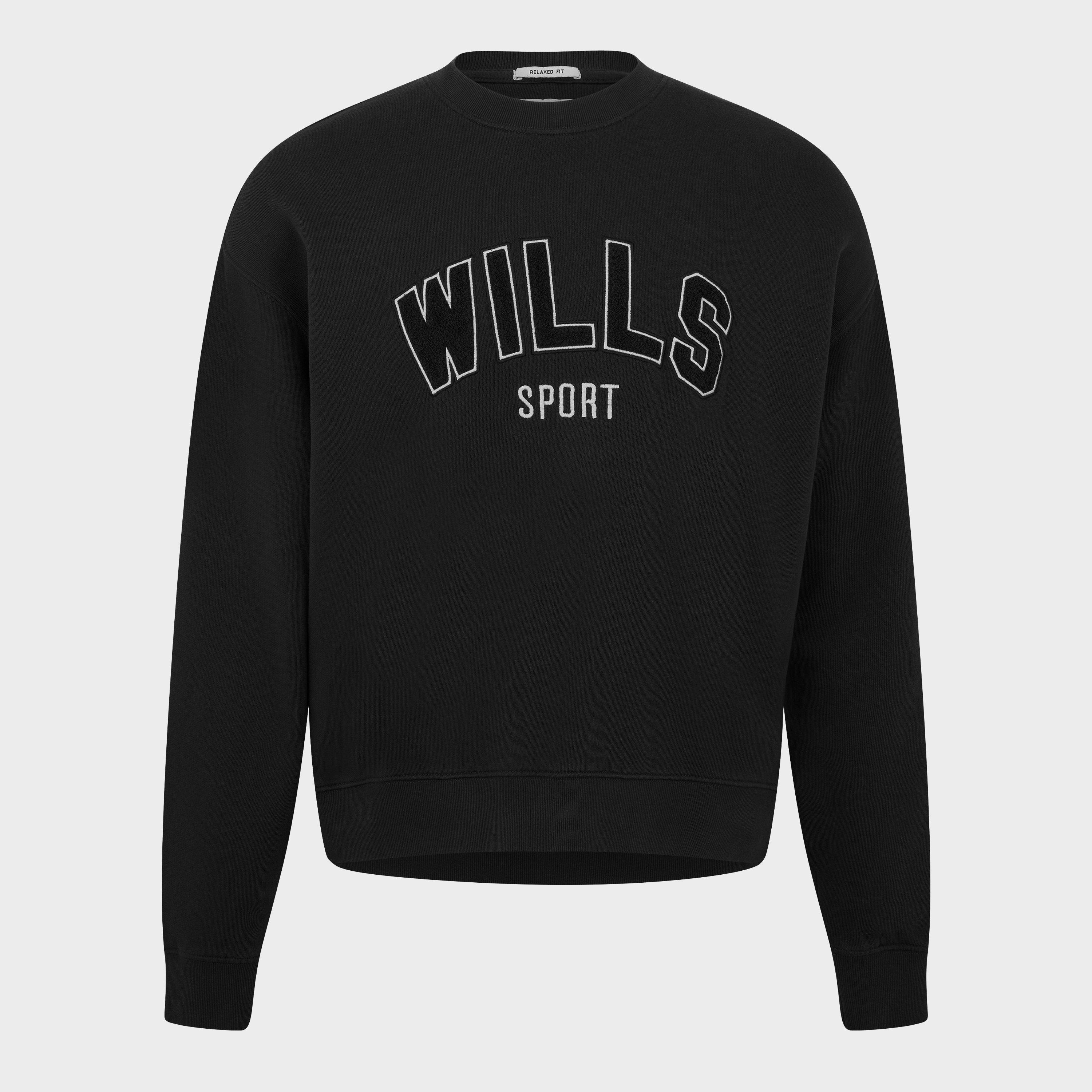 Washed Black - Jack Wills - Men's JW Boucle Graphic Crew Sweatshirt - 1