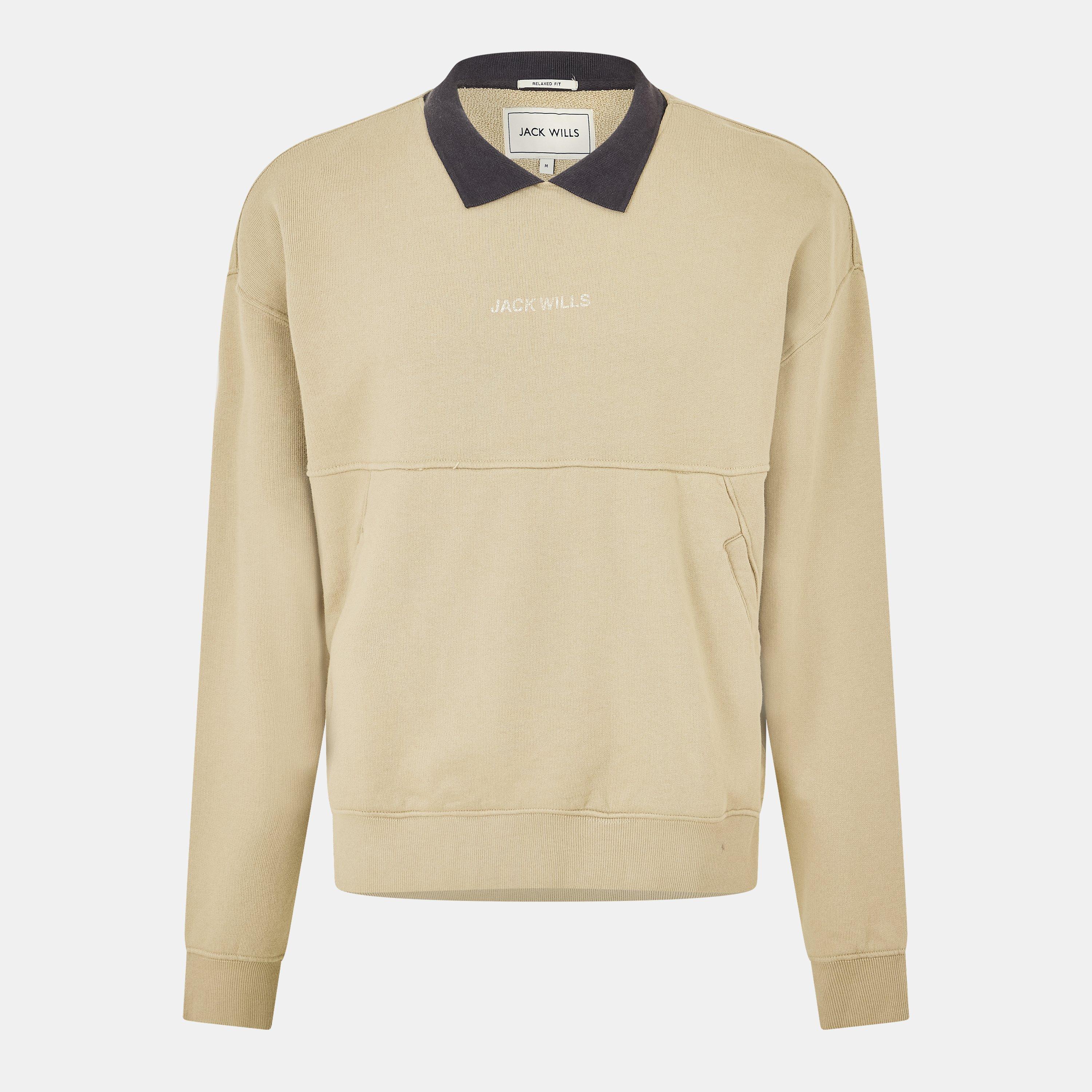 Jack Wills Men's Twill Collar Crew Sweatshirt - Willow - XS