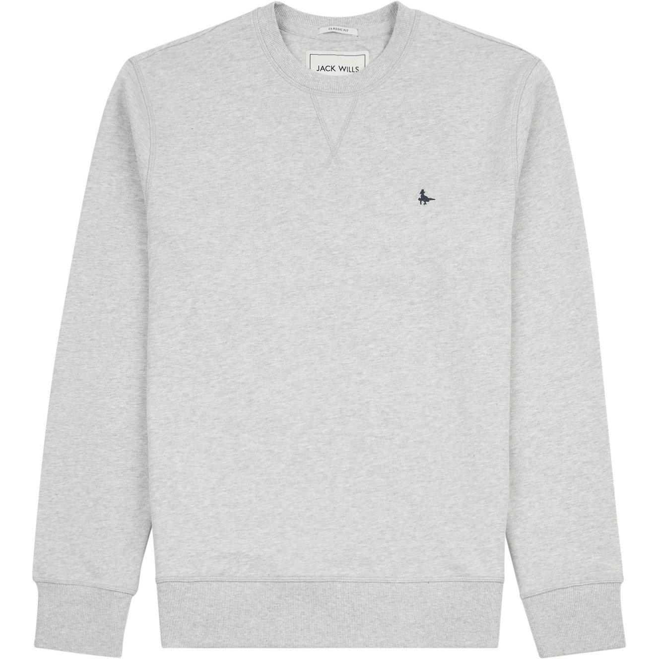 Mid Grey Marl - Jack Wills - Men's JW Belvue Logo Crew Sweatshirt - 1