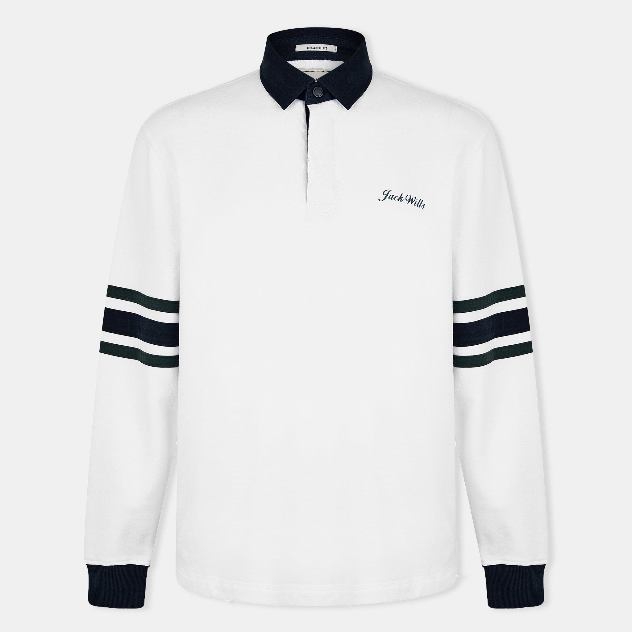 Cream - Jack Wills - Men's JW Stripe Rugby Sweatshirt - 1