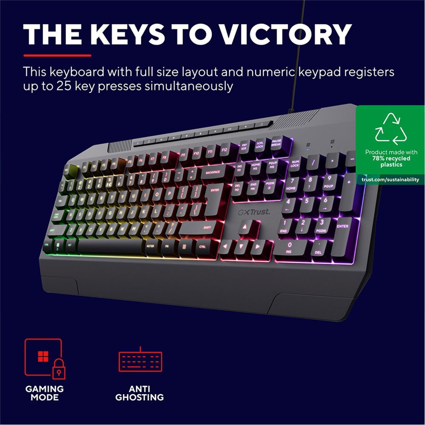 Crna - Trust - GXT 836 Evocx Gaming Keyboard (UK) - 6