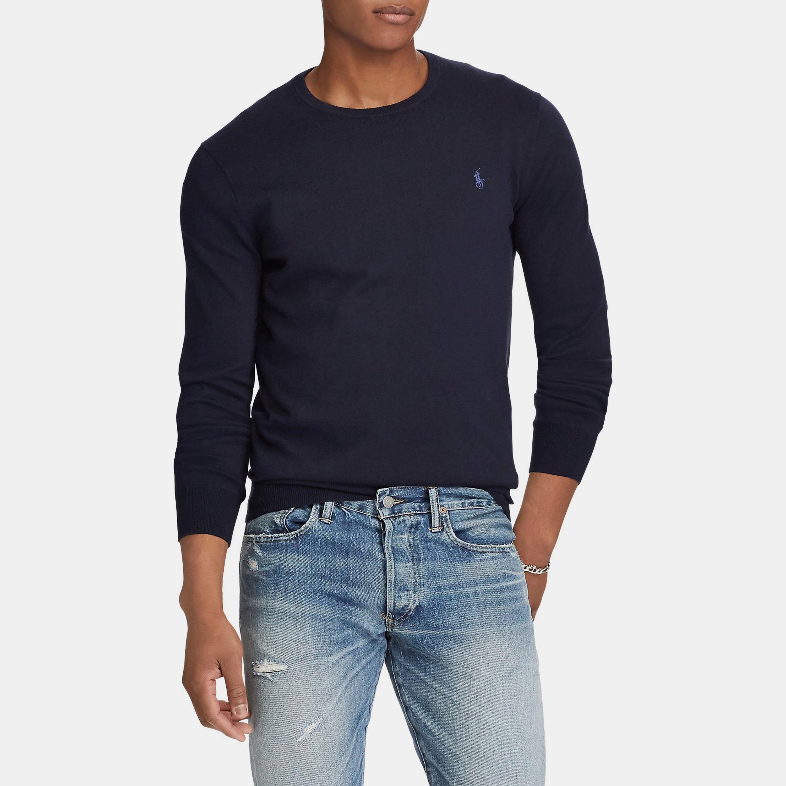 Hunter Navy - Polo Ralph Lauren - Pima Crew Neck Sweatshirt - 3