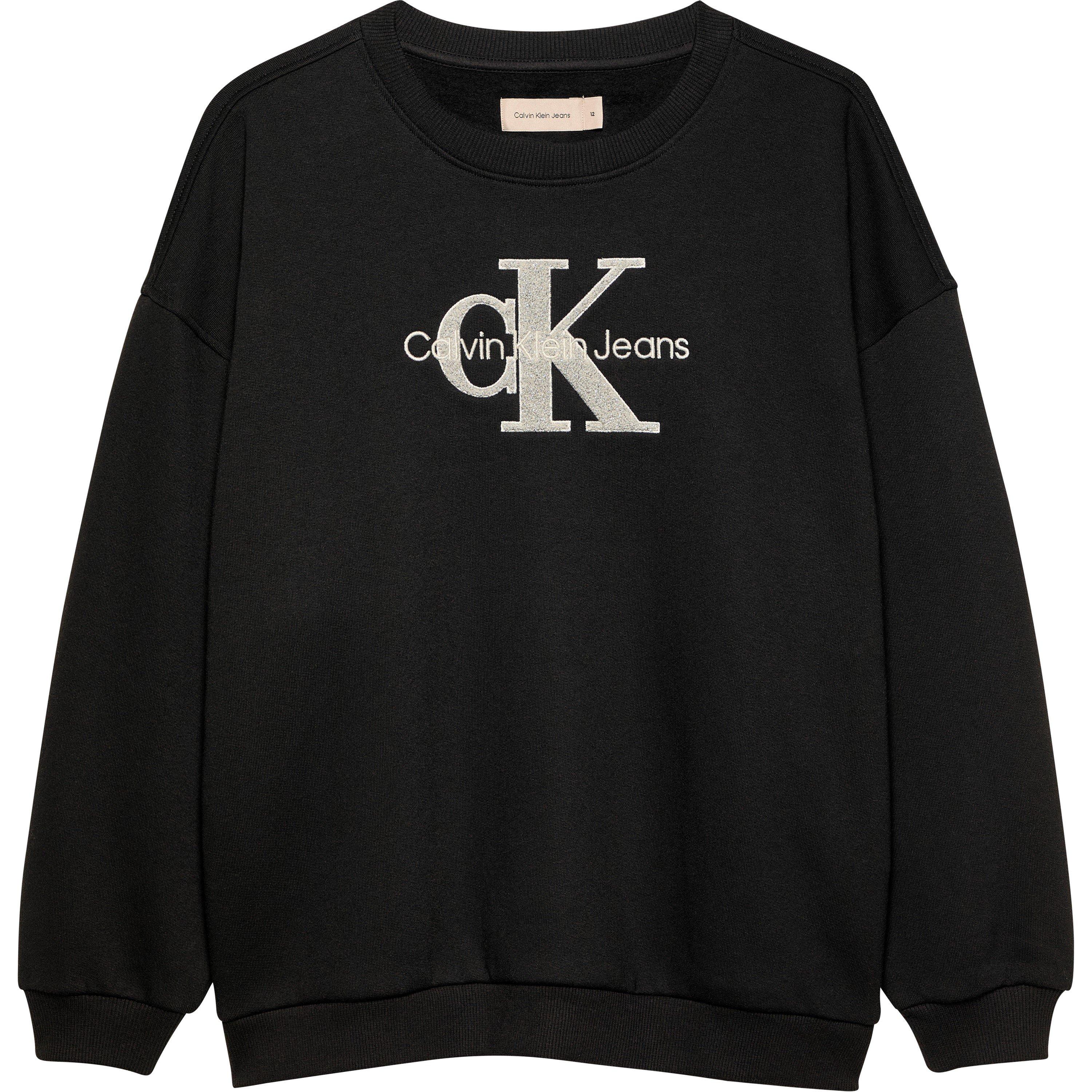 CK Black BEH - Calvin Klein Jeans - Teddy Fleece Logo Crew Neck sweatshirt Junior - 1