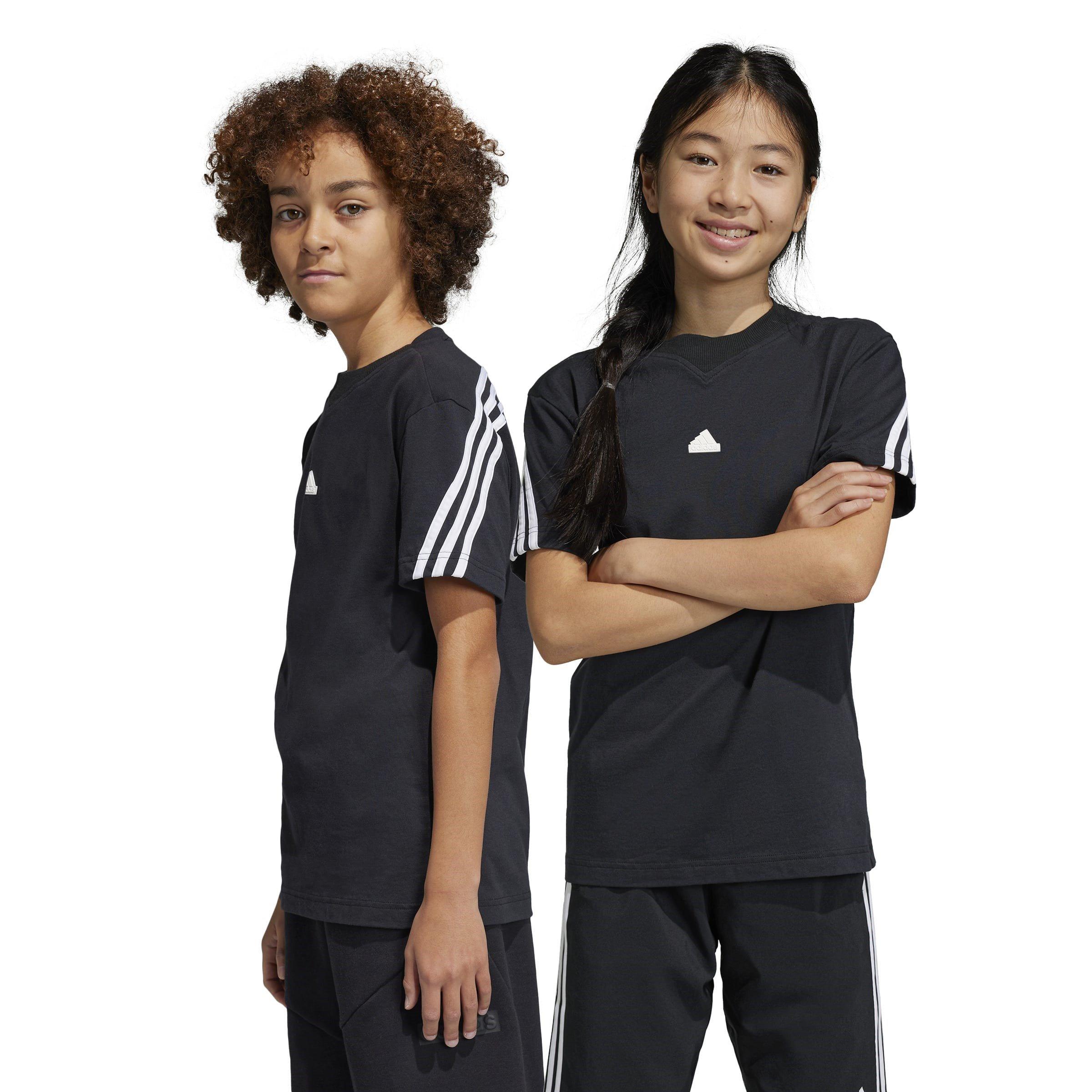 Black/White - adidas - Future Icons 3 Stripes Juniors T Shirt - 3