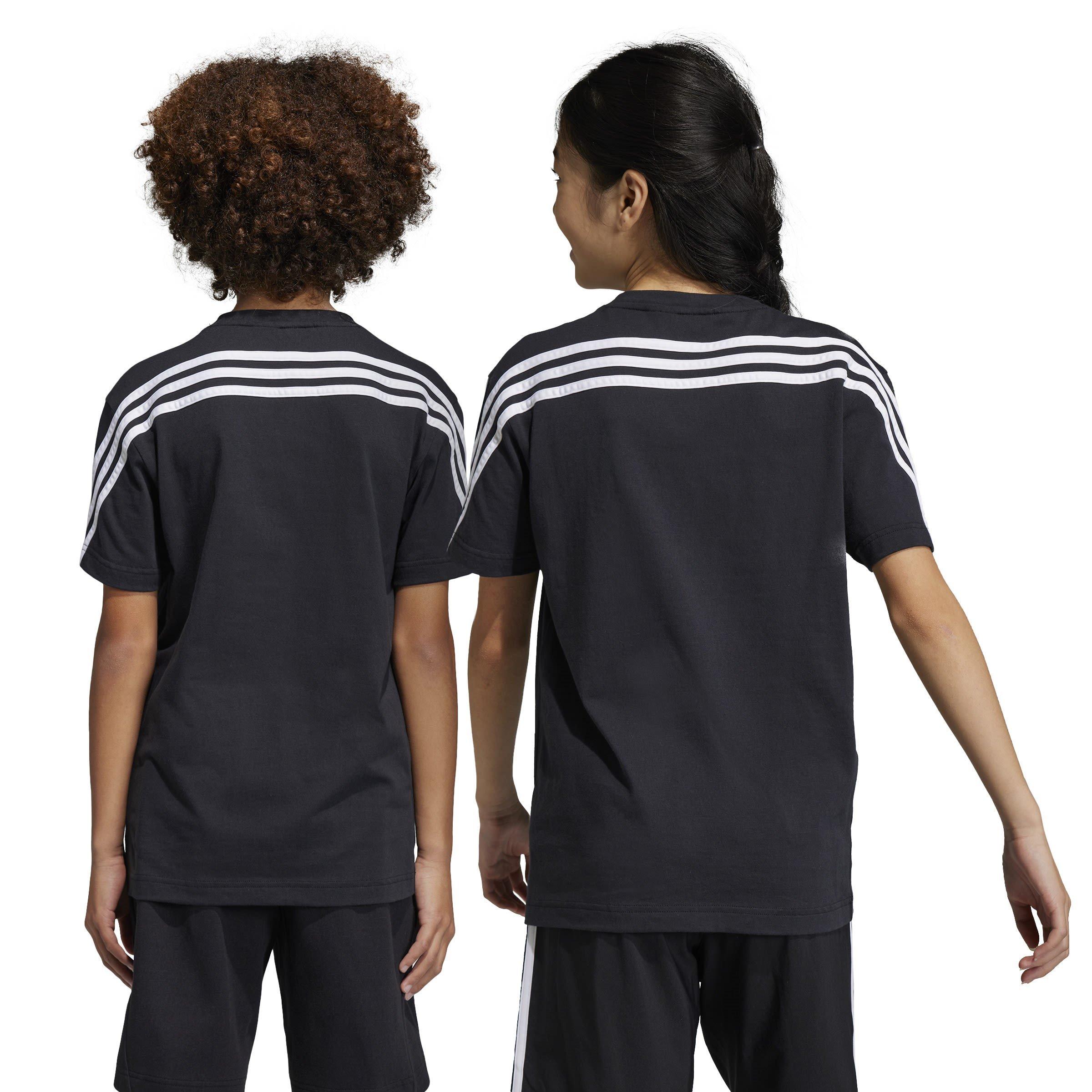 Black/White - adidas - Future Icons 3 Stripes Juniors T Shirt - 4