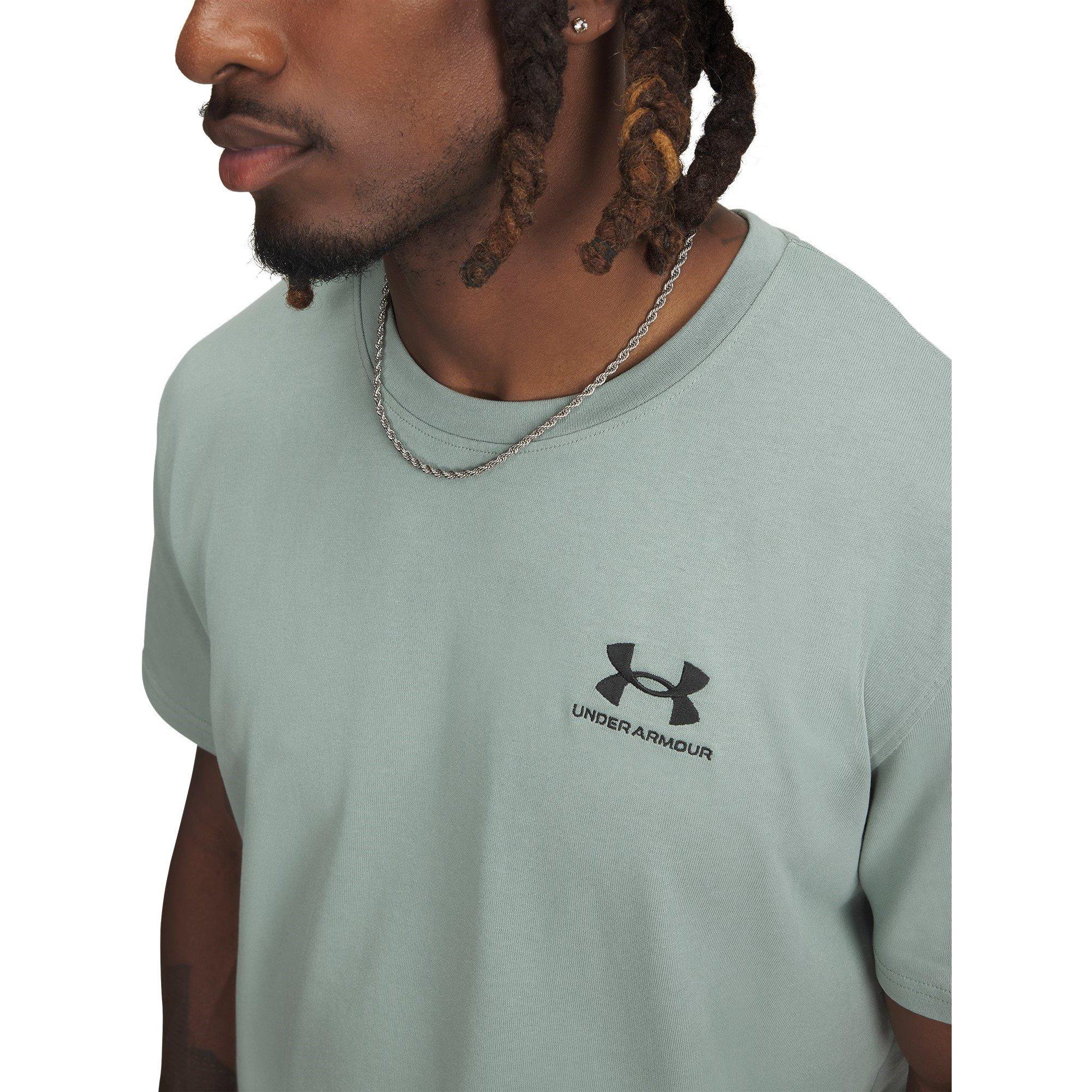 Vert - Under Armour - Logo Embroidered Heavyweight T-shirt Mens - 3