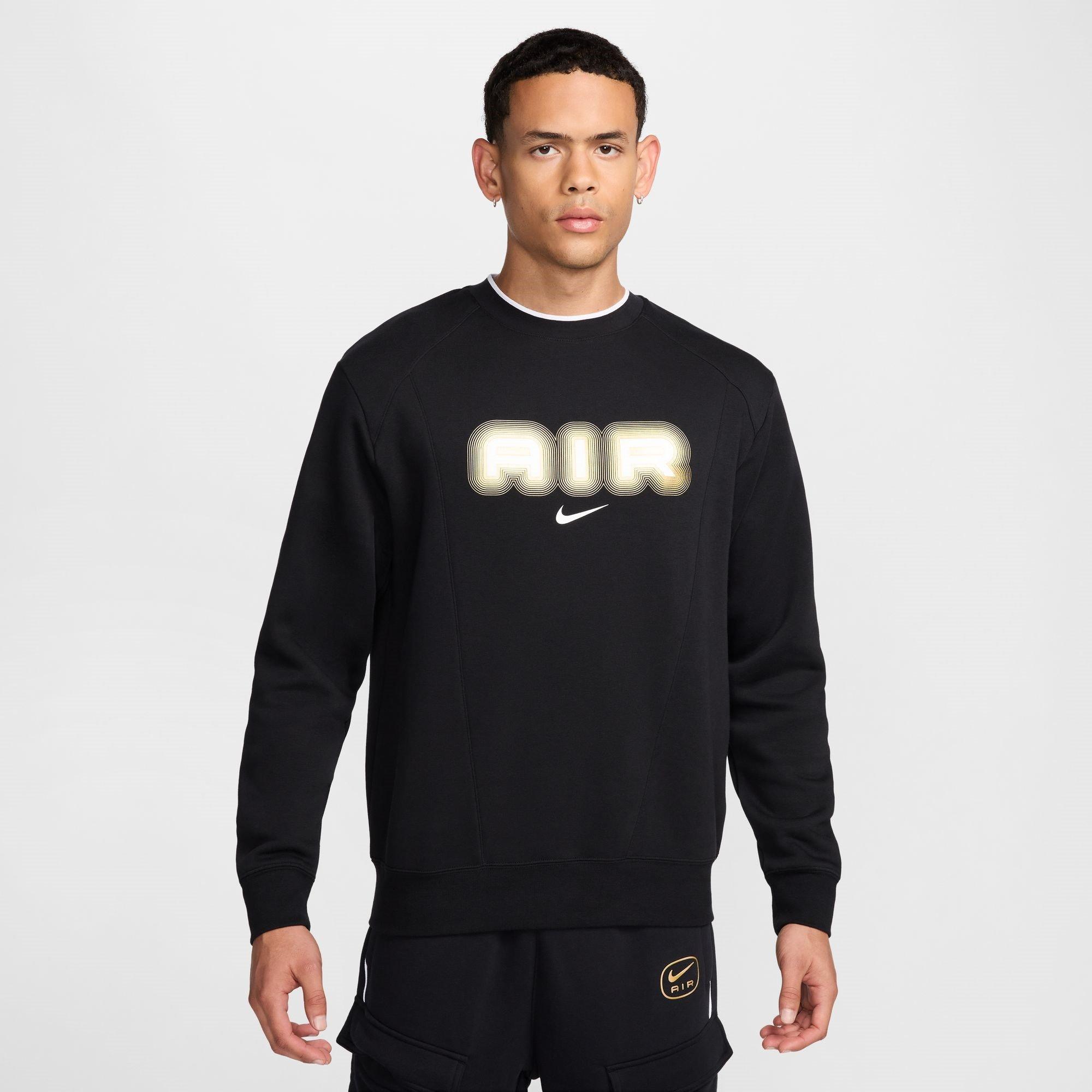Nike Men's M Nsw Sw Air Crew Flc Bb - Black/Gold - S