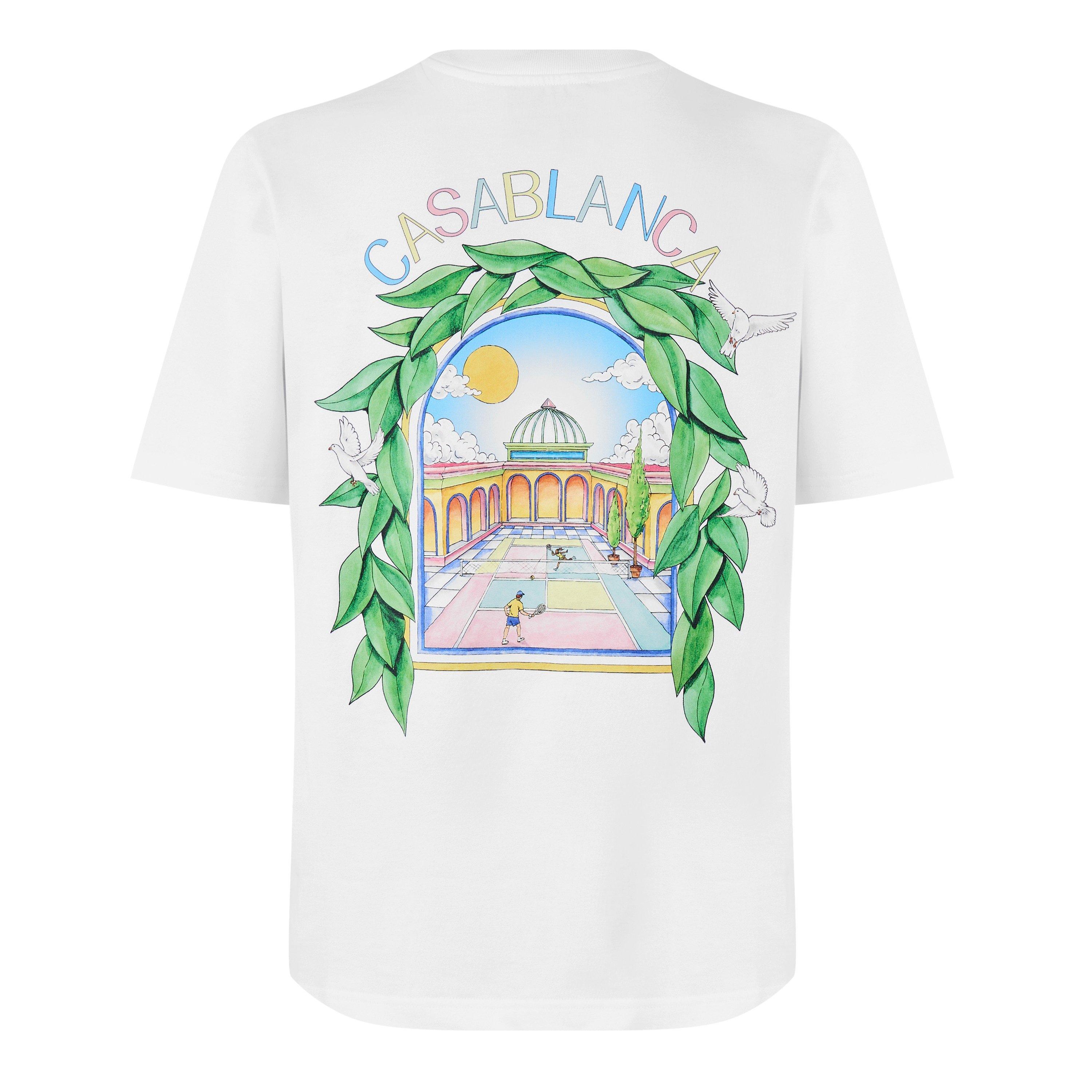 Casablanca Men's Graphic Cotton L'Arche Tennis Club T-Shirt - White - Small