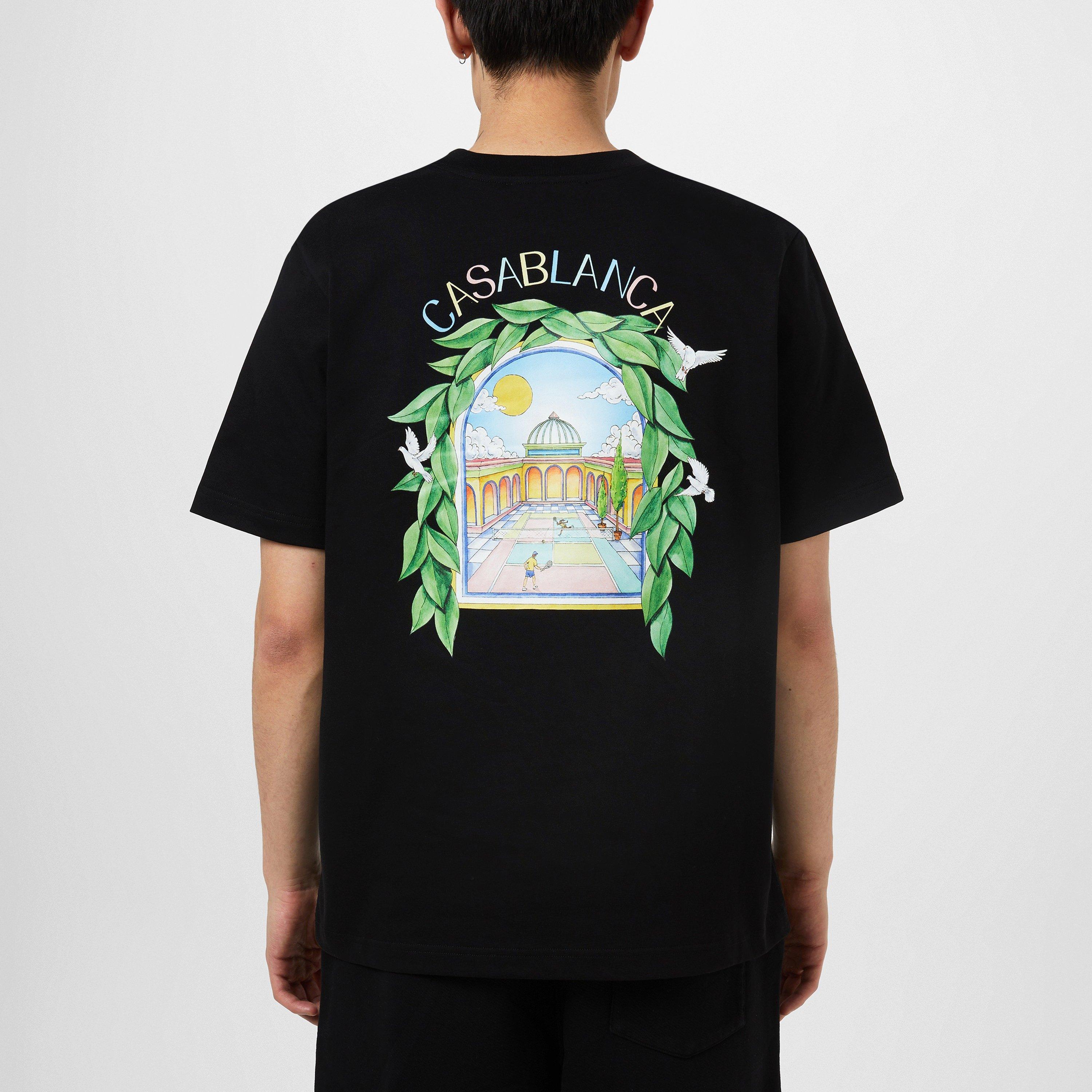 Black - Casablanca - Men's Graphic Cotton L'Arche Tennis Club T-Shirt - 4