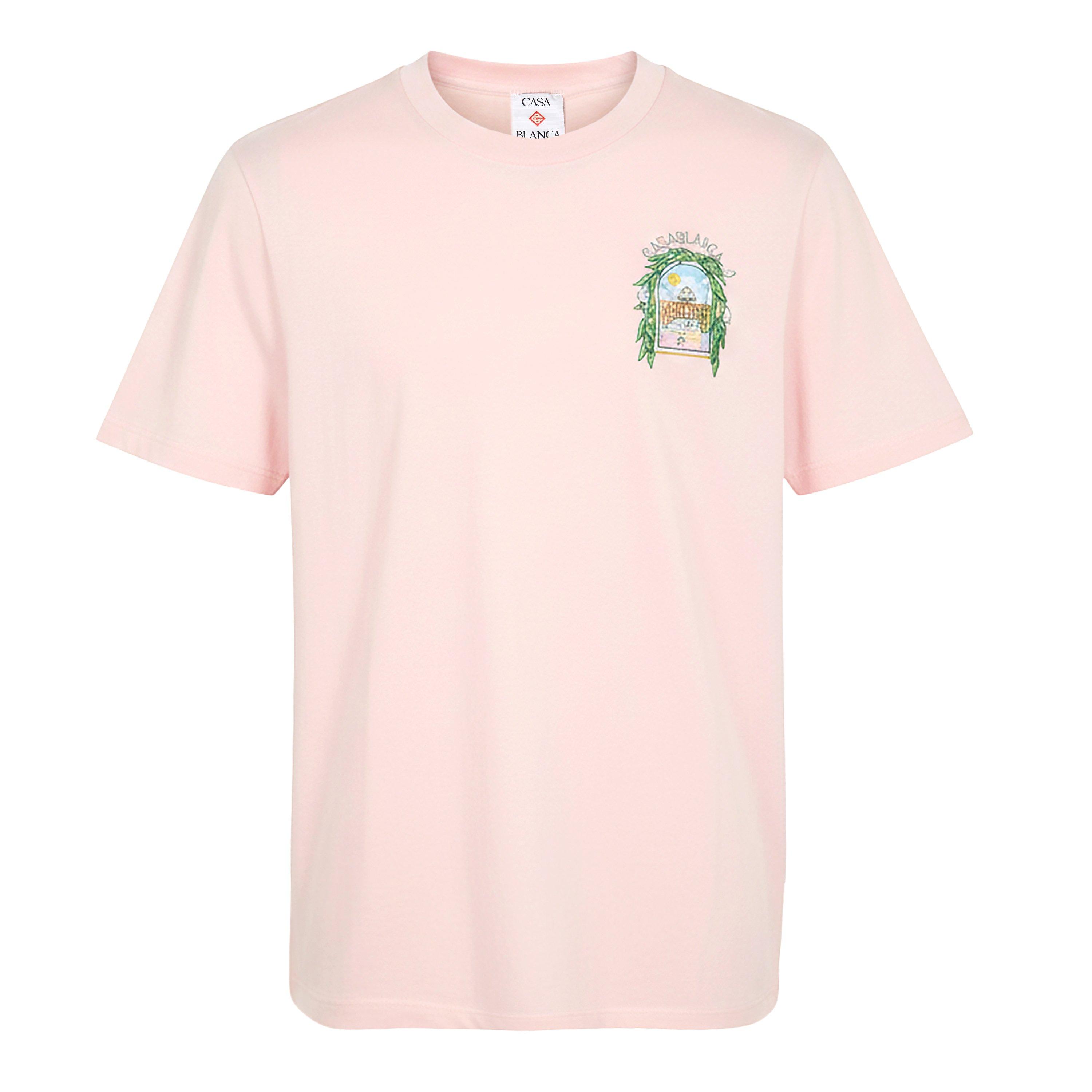 Casablanca Men's Graphic Cotton L'Arche Tennis Club T-Shirt - Pale Pink - Large