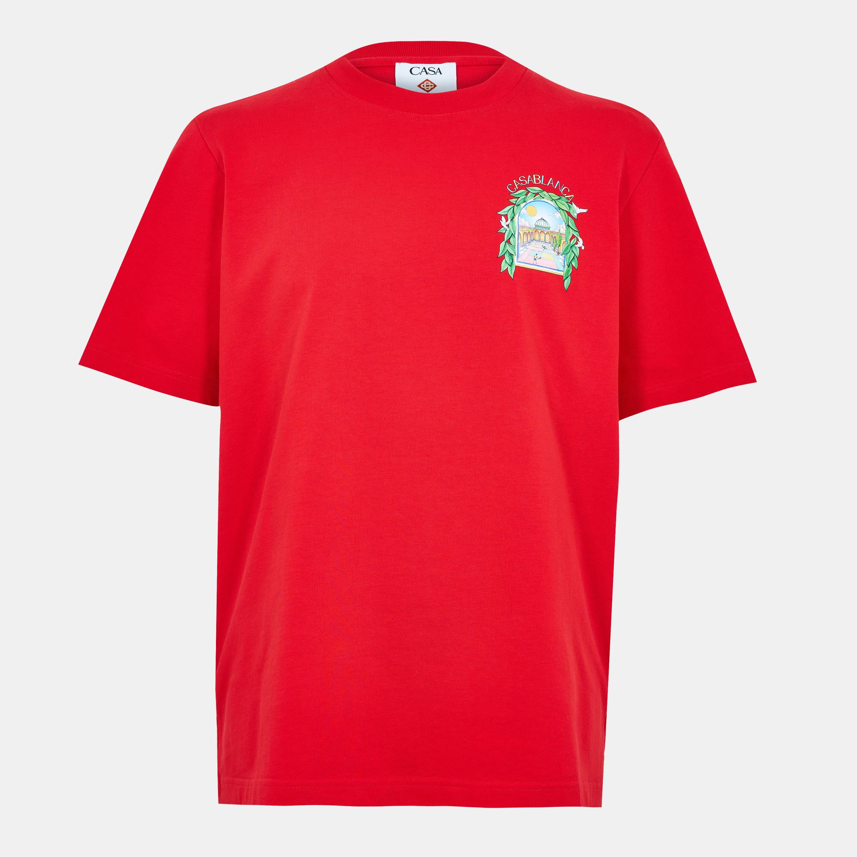 Casablanca Men's Graphic Cotton L'Arche Tennis Club T-Shirt - Red - Small