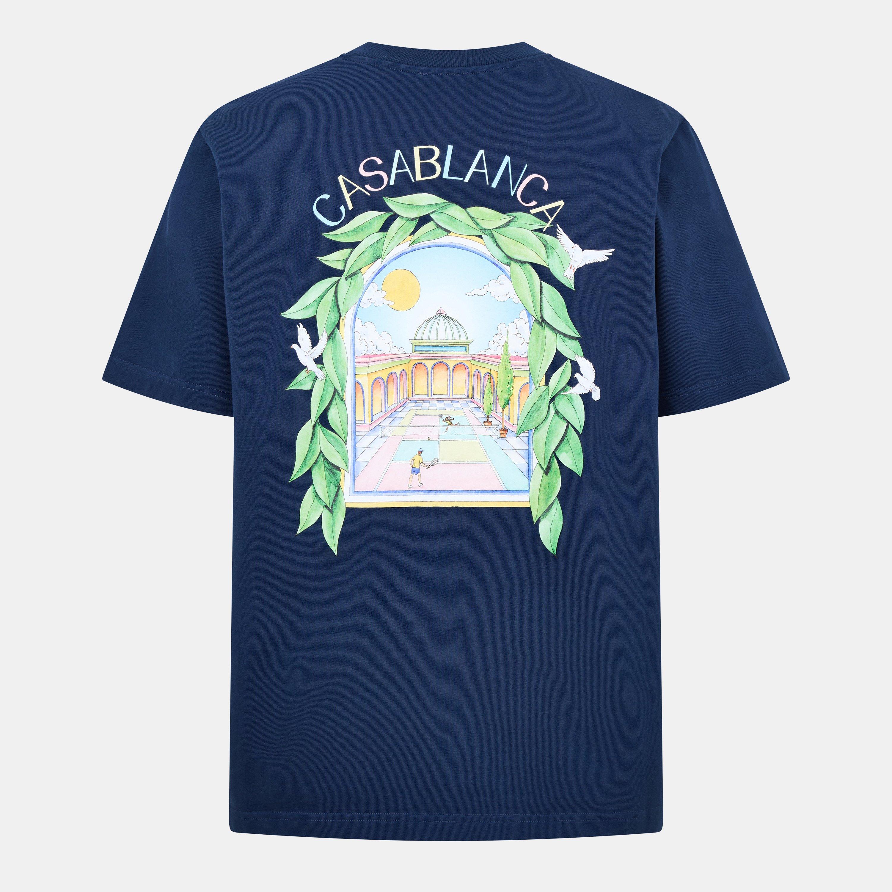 Casablanca Men's Graphic Cotton L'Arche Tennis Club T-Shirt - Navy - Small