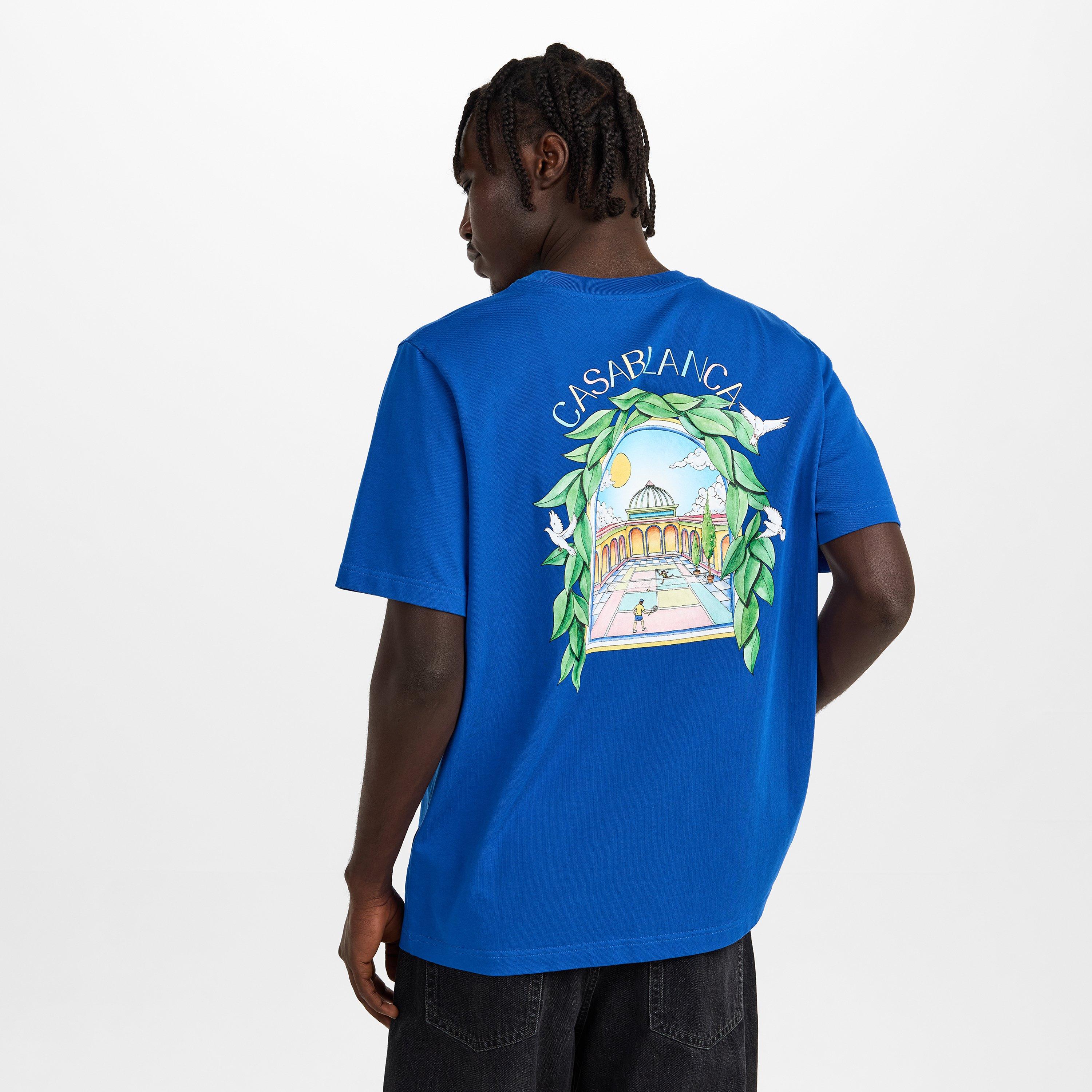 Cobalt Blue - Casablanca - Men's Graphic Cotton L'Arche Tennis Club T-Shirt - 4